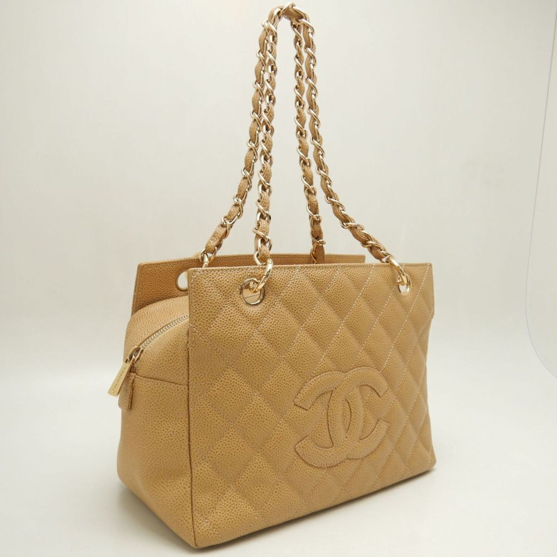 CHANEL Chain Tote Bag Caviar Skin
