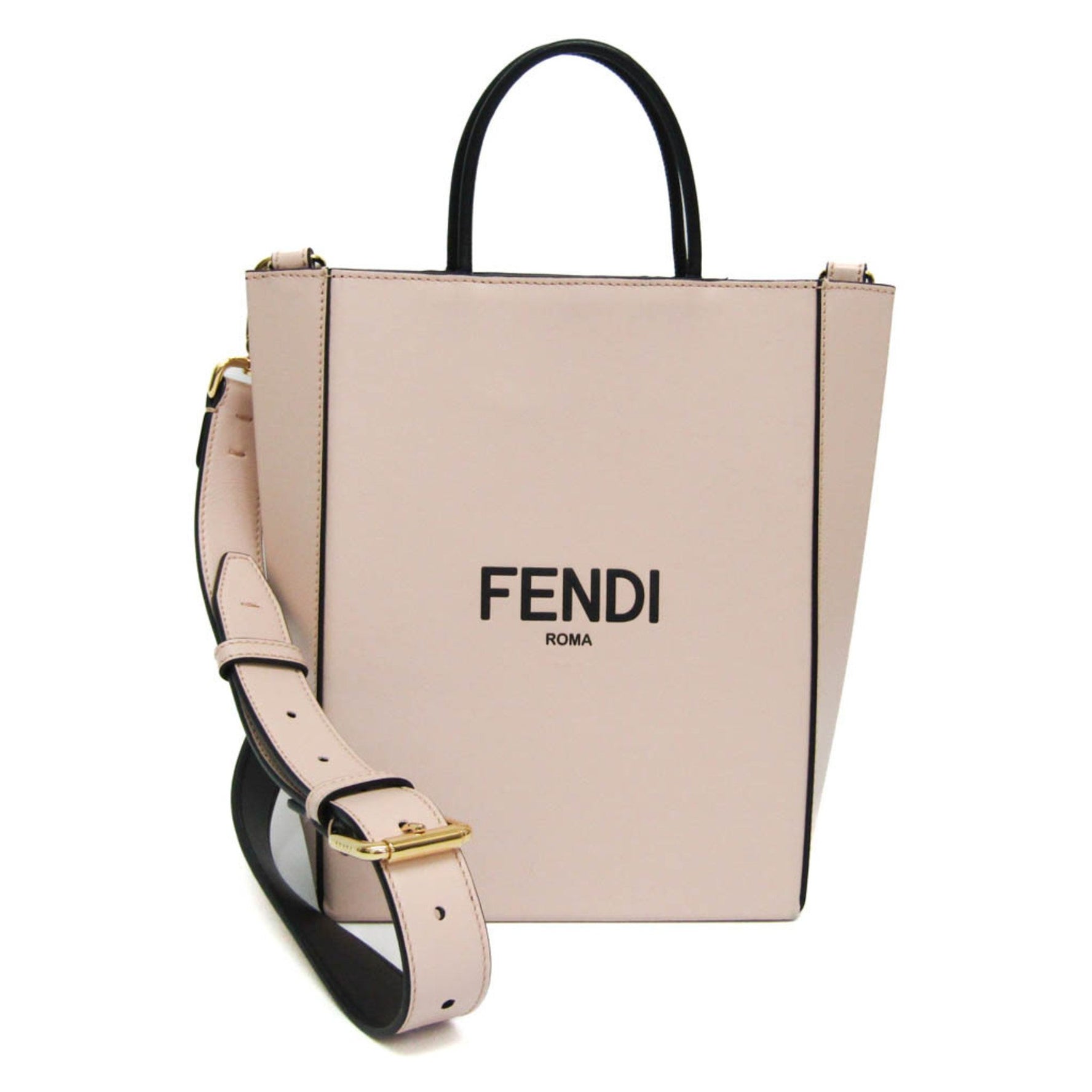 Fendi Shopping Bag Small Logo Leather Handbag,Shoulder Bag Black,Light Beige,Light Pink