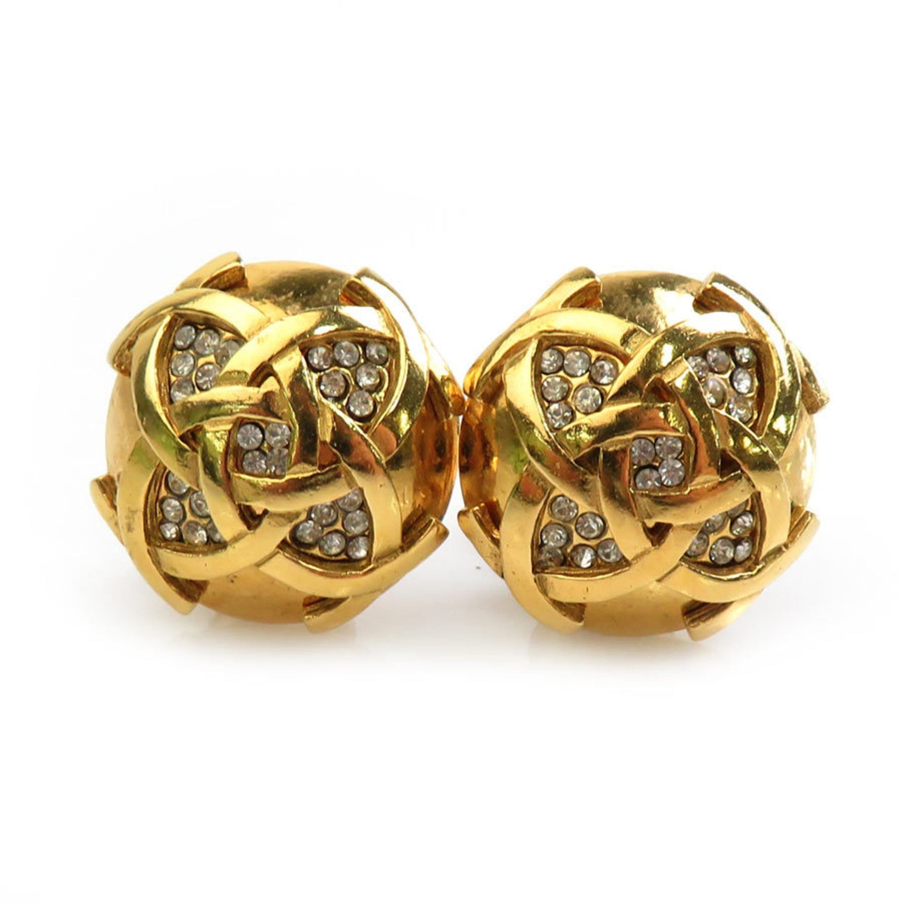 CHANEL Earrings Metal Rhinestone Gold Silver