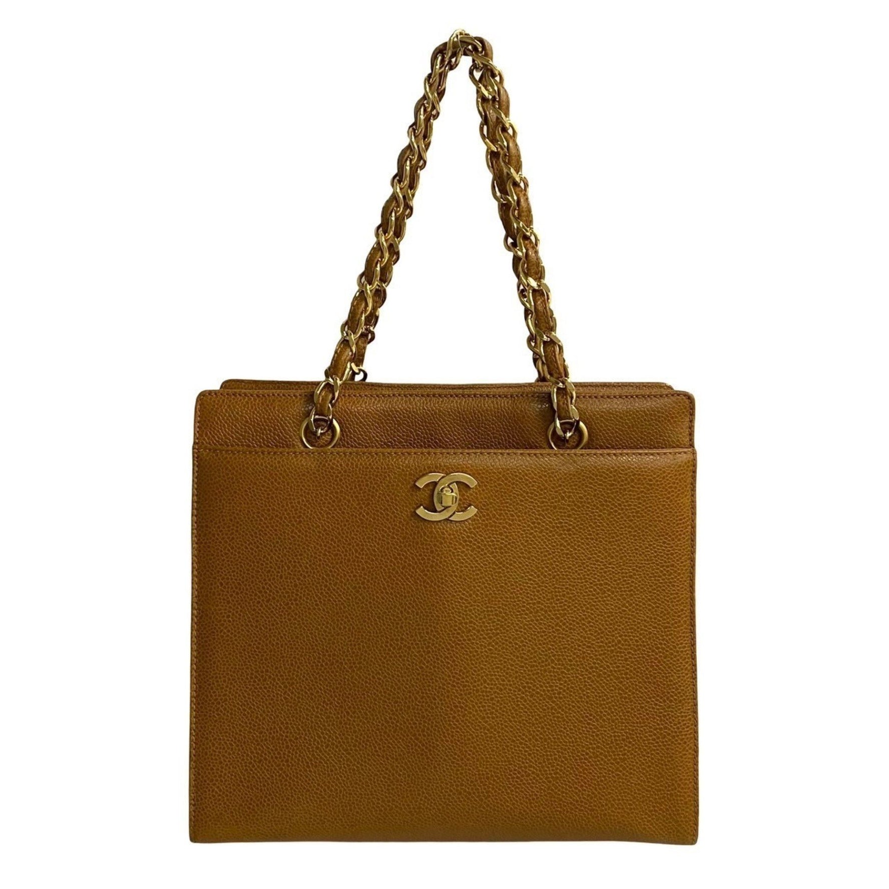 CHANEL Coco Mark Leather Genuine Matte Caviar Chain Handbag