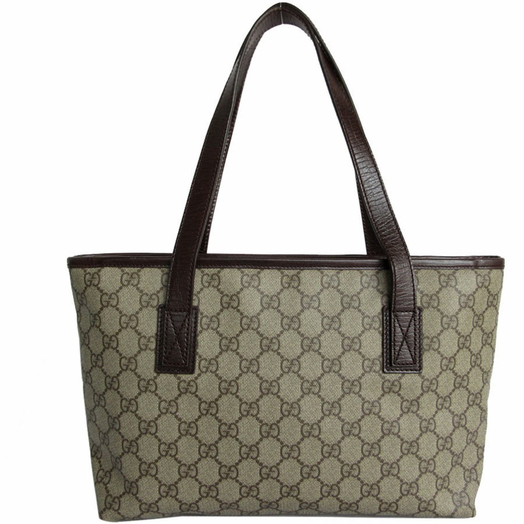 GUCCI Shoulder Bag Tote GG Supreme Leather Beige Brown