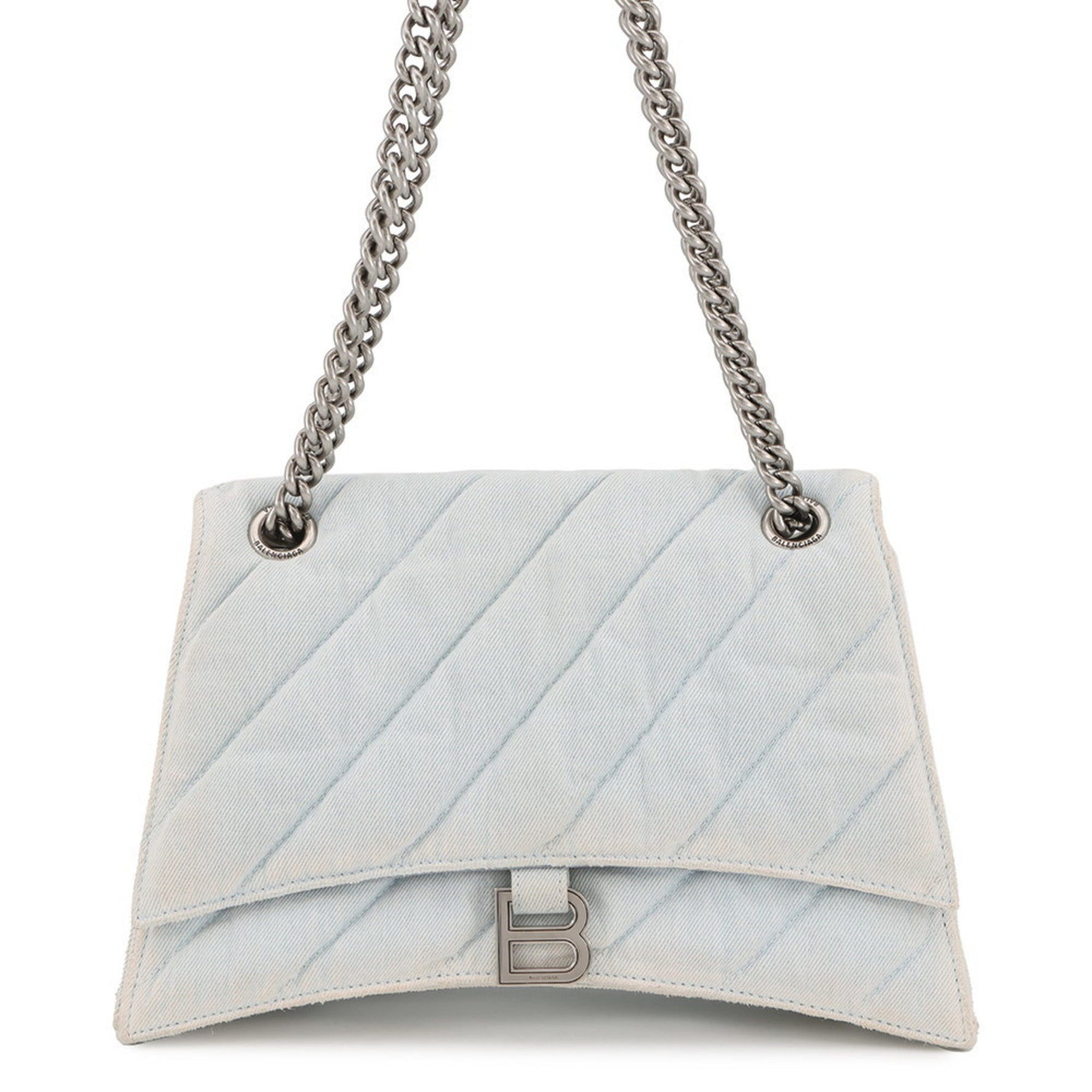Balenciaga Chain Shoulder Bag in Crushed Medium Denim