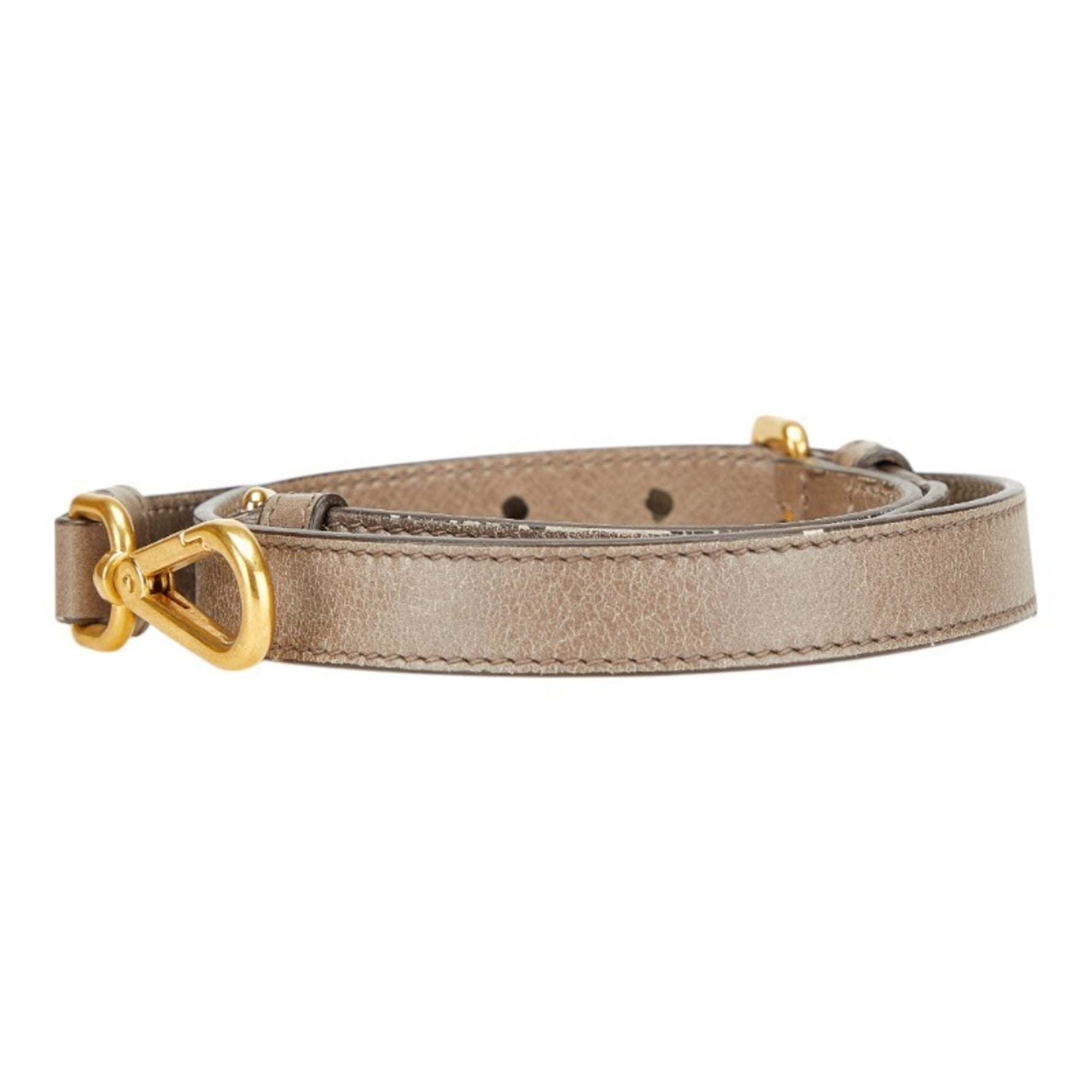 Prada Shoulder Strap Gray Gold Leather