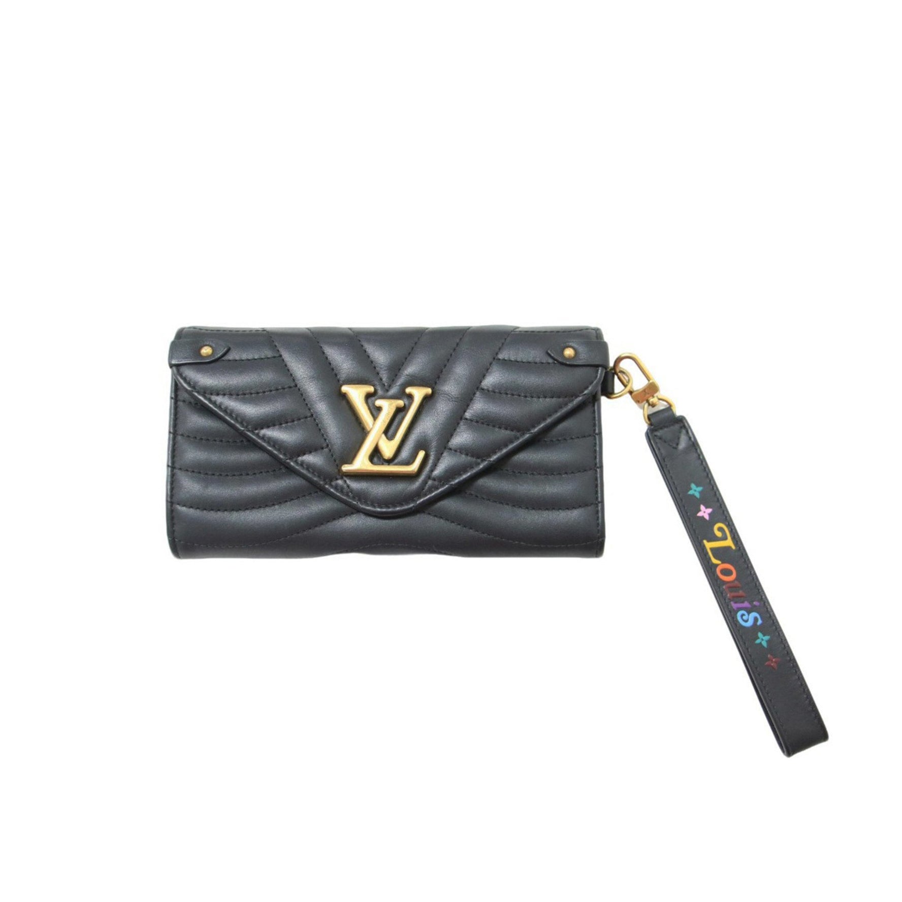 Louis Vuitton New Wave Long Wallet Bi-fold Strap Quilted Leather
