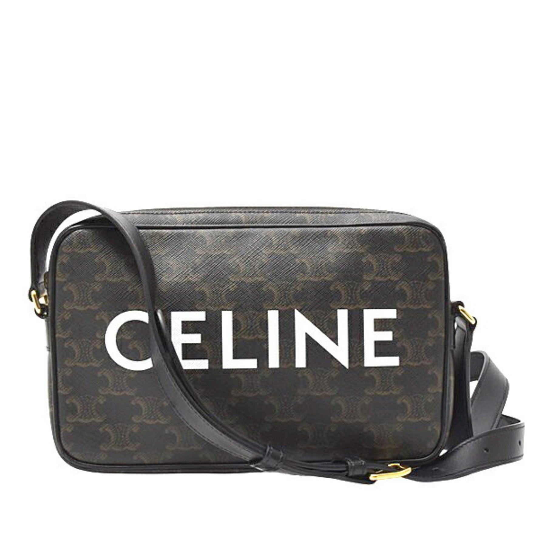 Celine Triomphe Shoulder Bag in Black PVC Leather