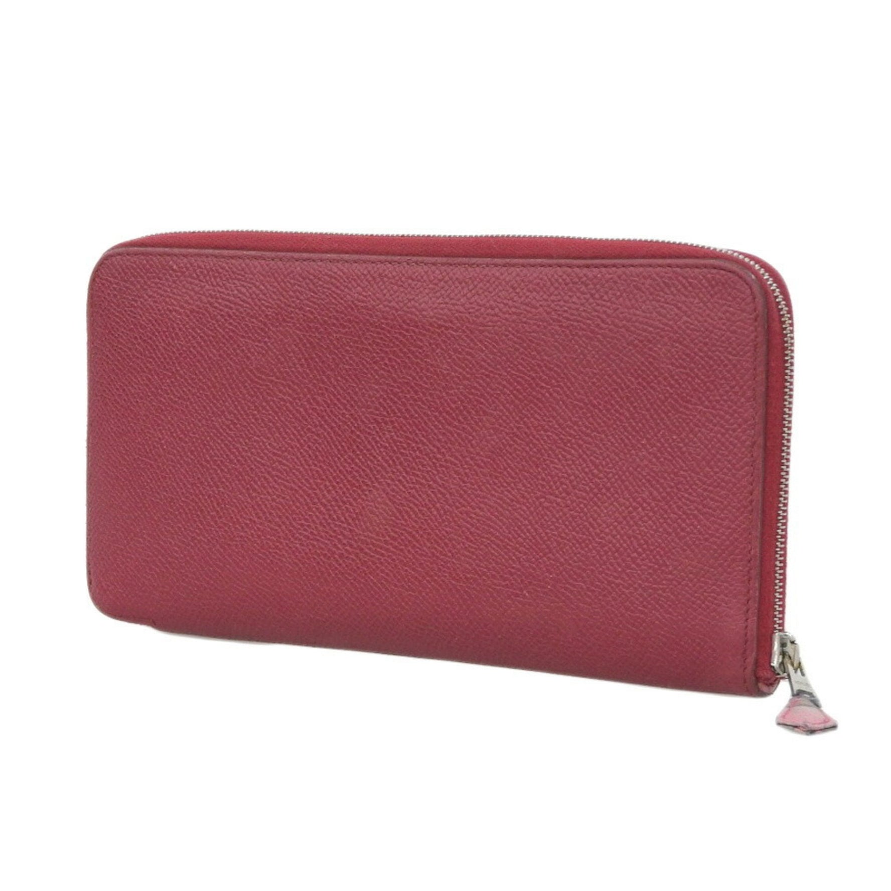 Hermes Azap Long Silk In Round Zipper Wallet Couchbel Rouge Ash Red □N Engraved
