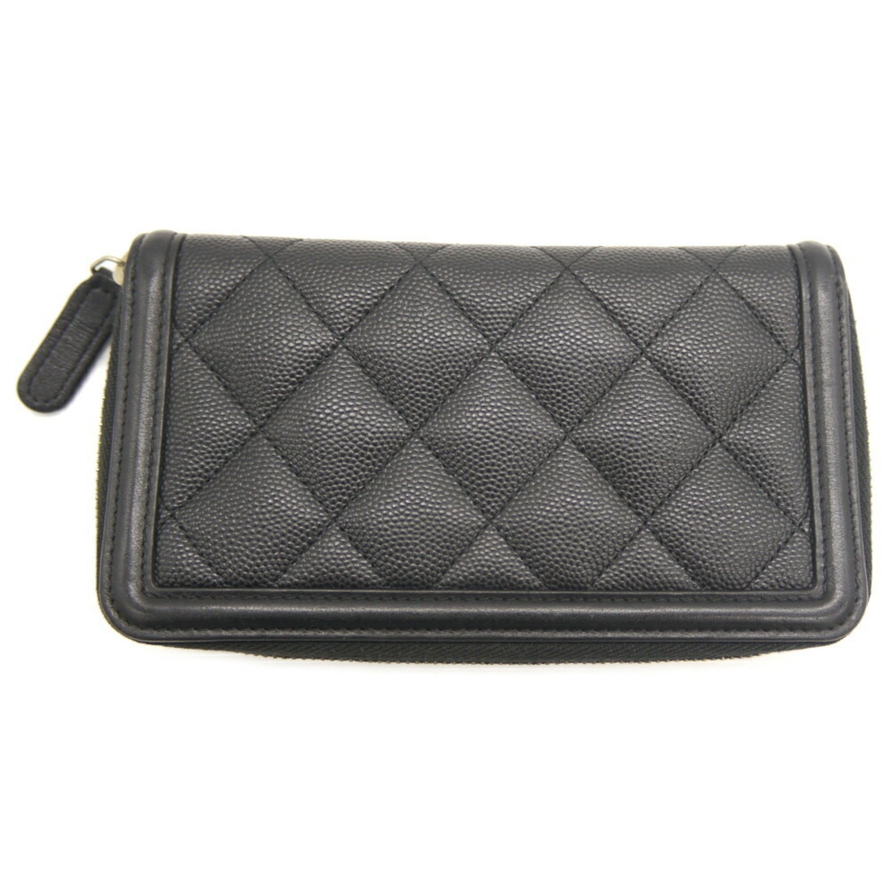CHANEL CC Filigree Coco Mark Small Zip Wallet in Caviar Leather