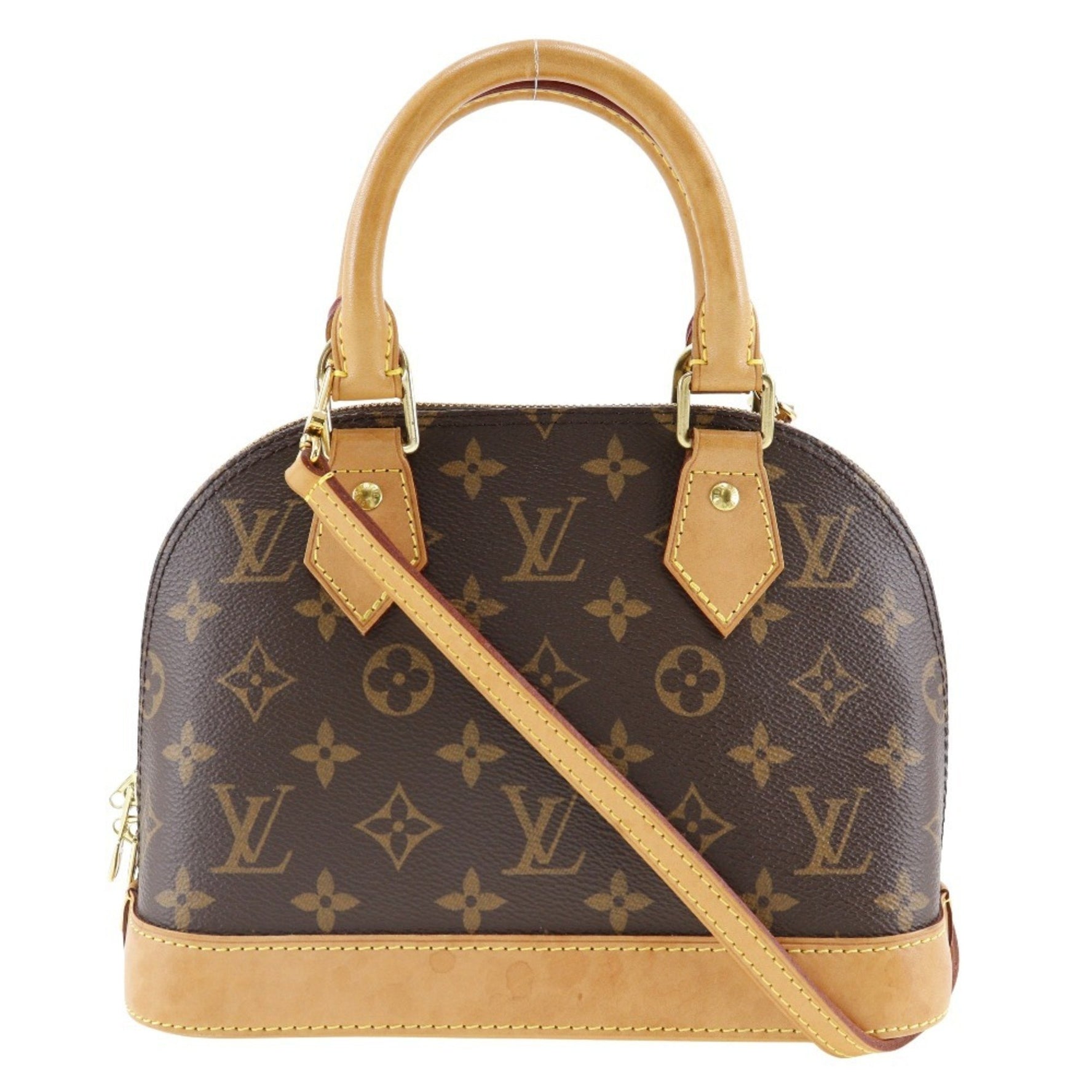 Louis Vuitton Alma BB Handbag Shoulder Monogram Canvas 2019 Brown Double