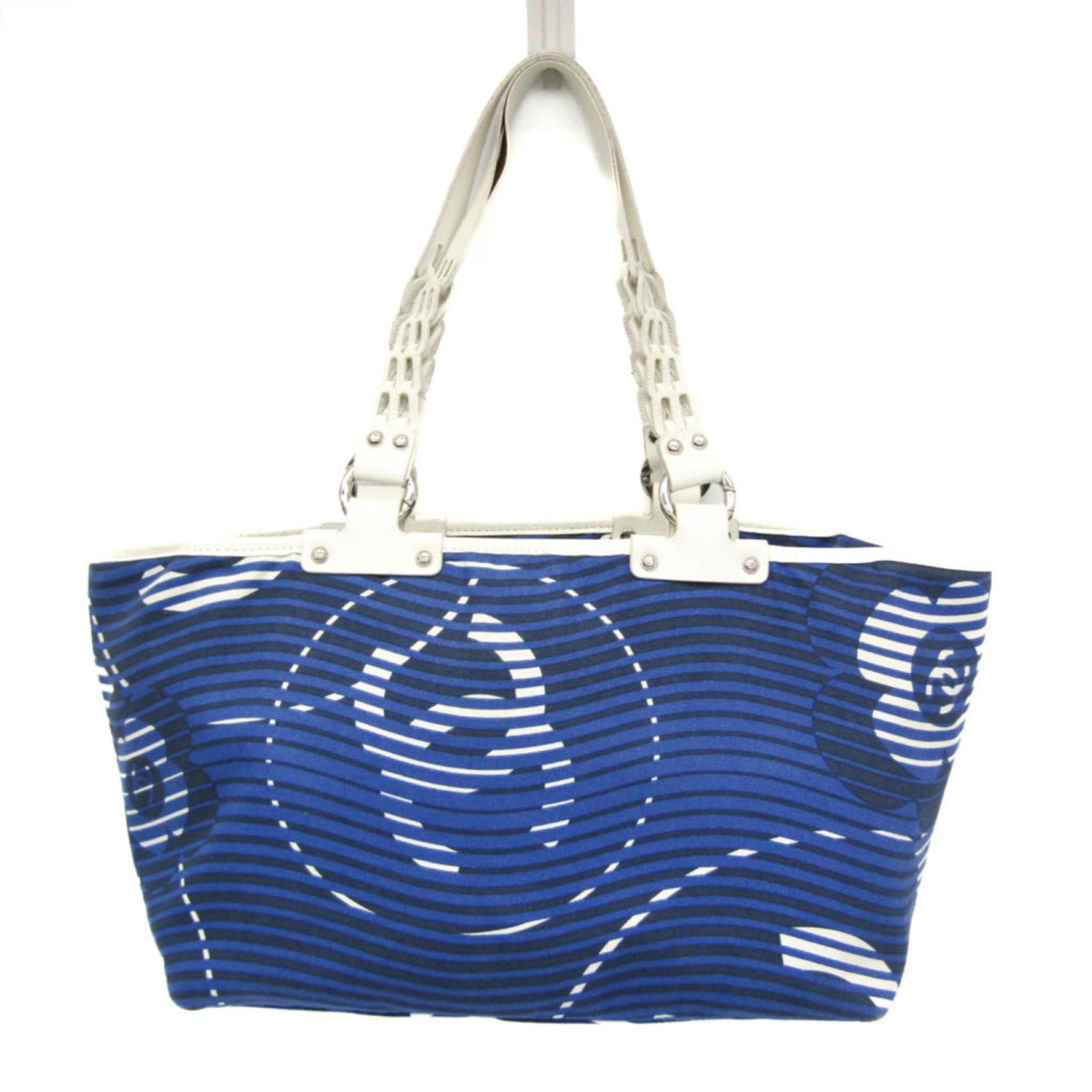 Chanel Cruise Lines Canvas,Leather Tote Bag Blue,White