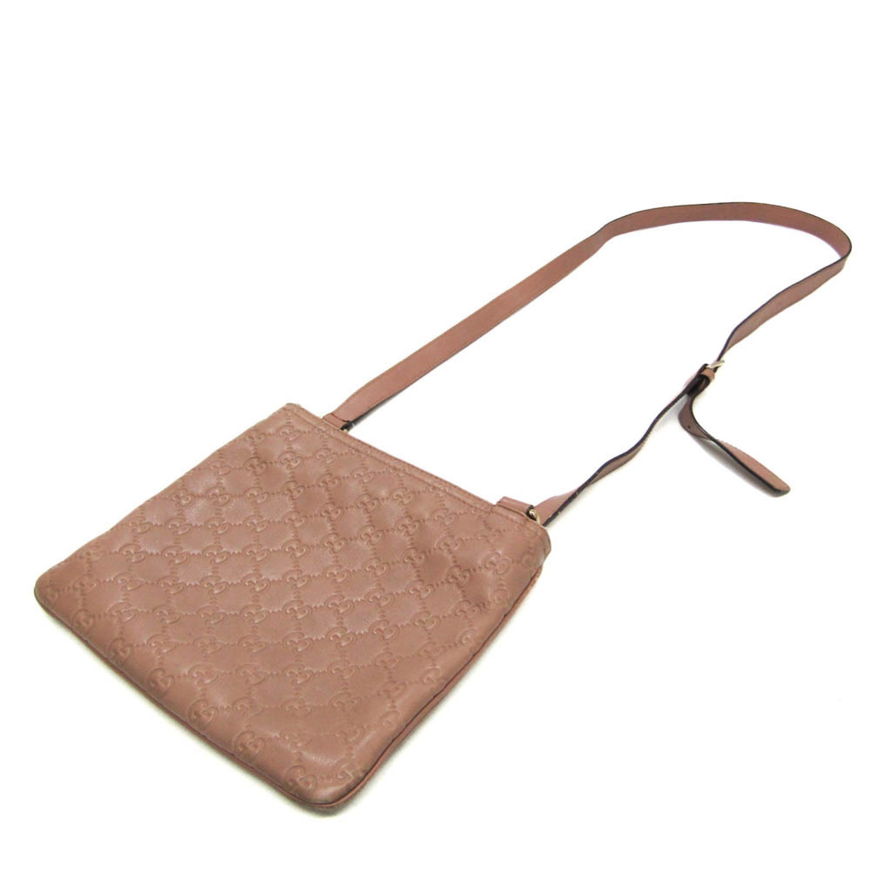 Gucci Guccissima Leather Shoulder Bag Pink Beige