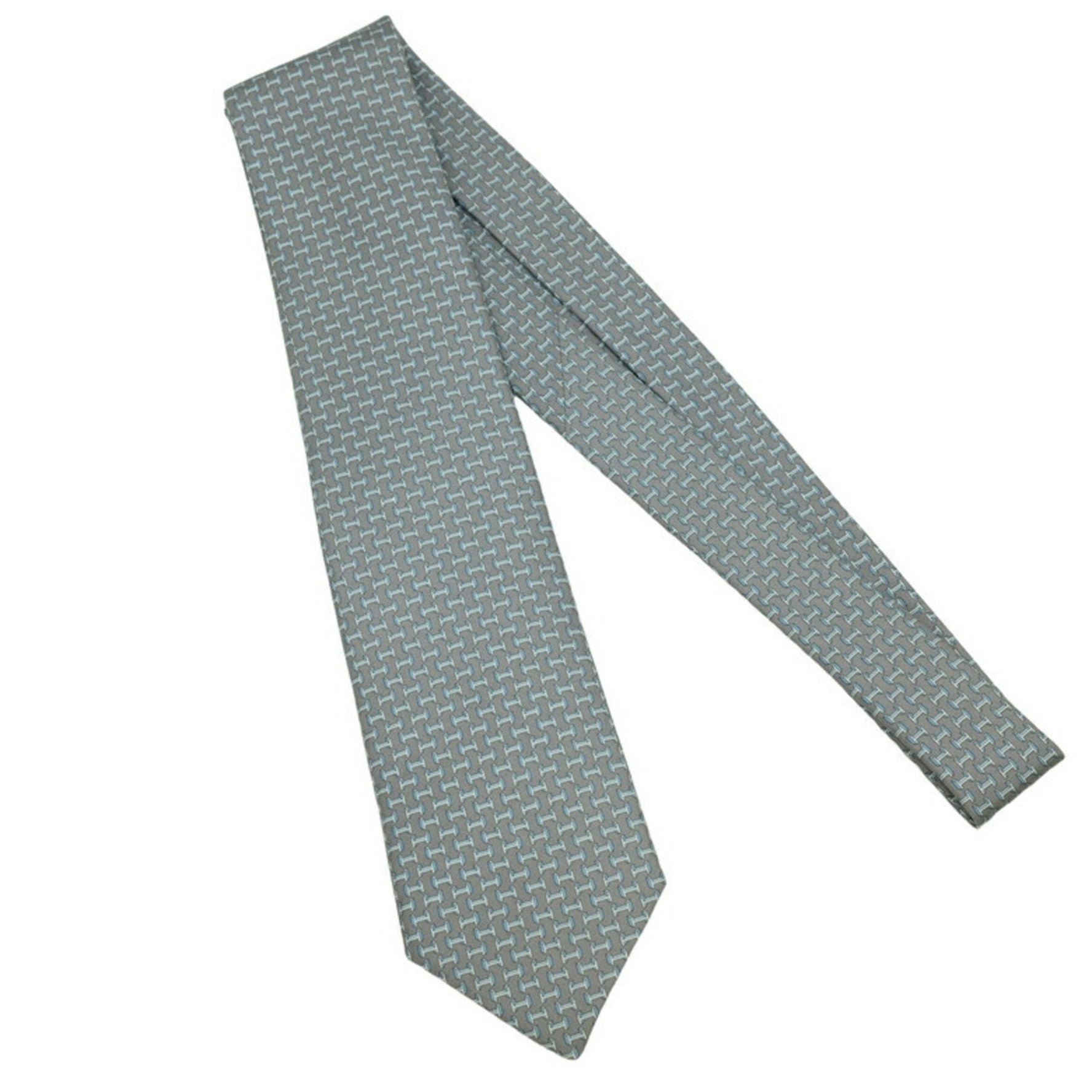 HERMES tie, gray, H pattern, 100% silk