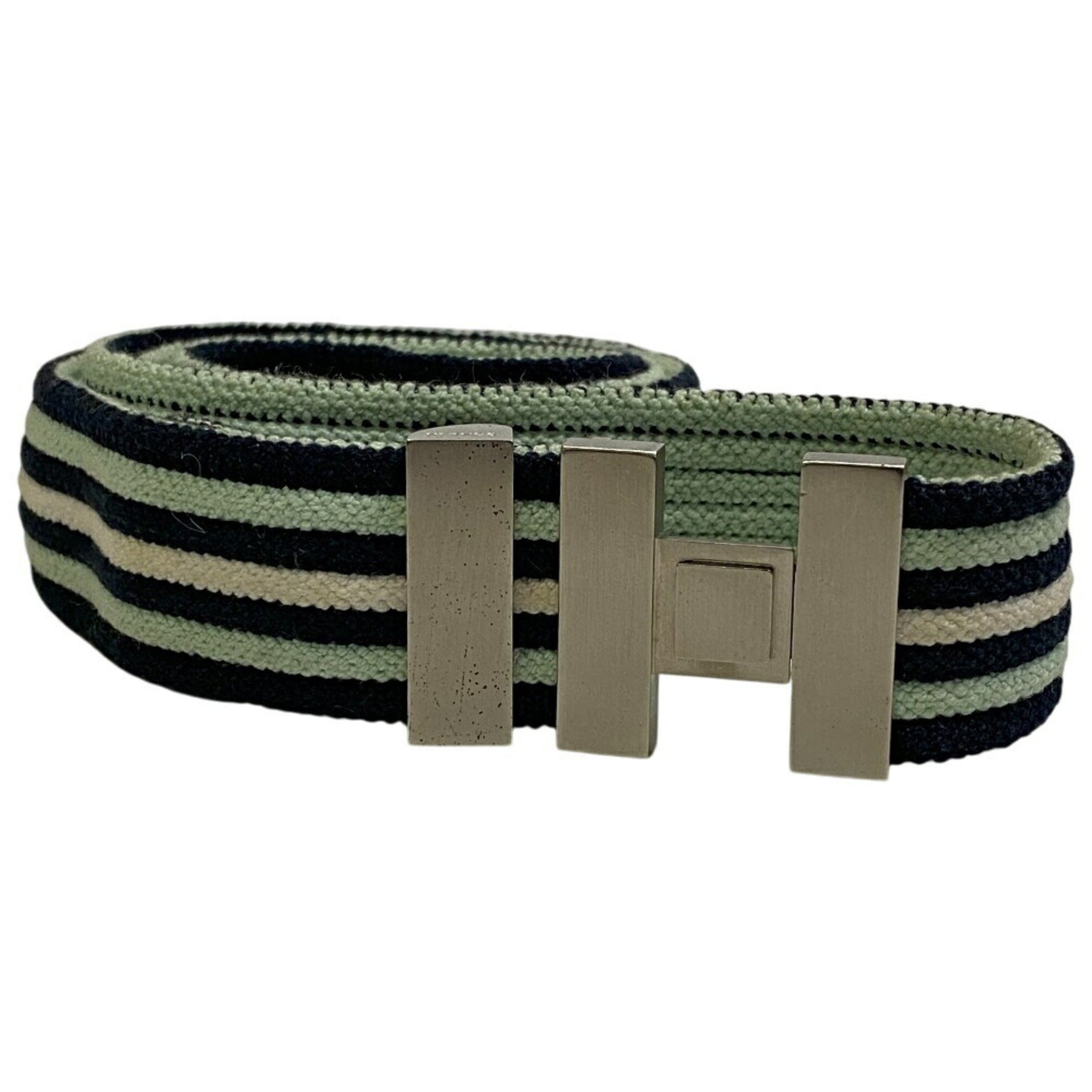 HERMES H metal fittings border elastic shoulder strap