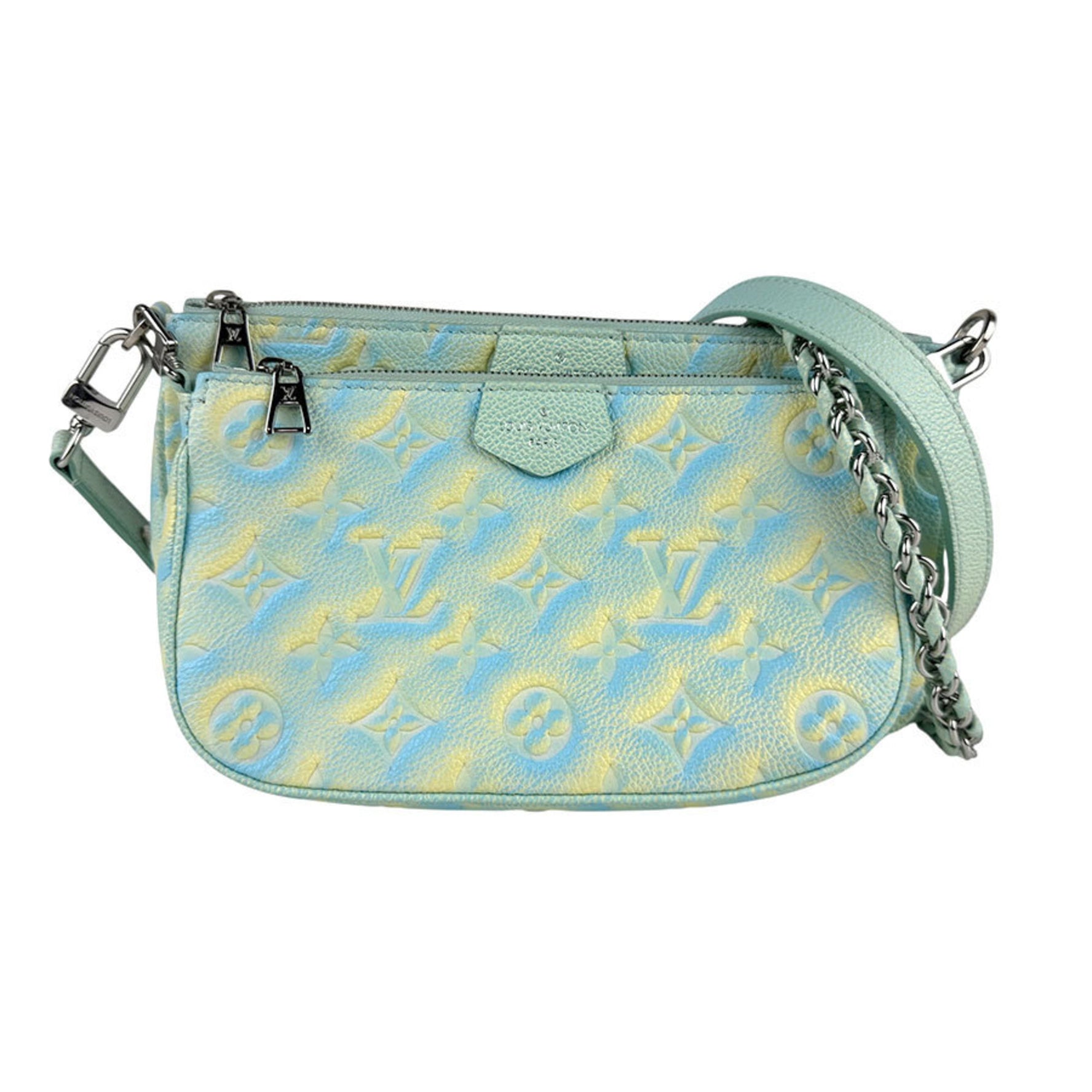Louis Vuitton Monogram Empreinte Multi Shoulder Bag, Pochette Accessoires, Empreinte, Green, Blue, Yellow, Silver