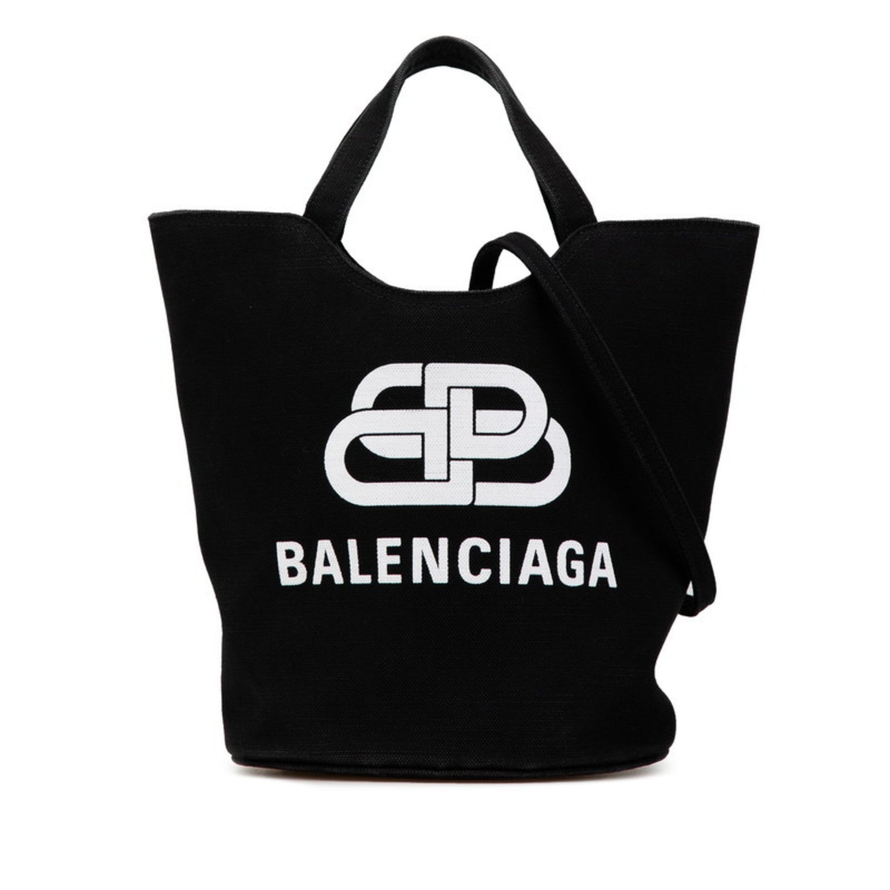 Balenciaga Wave Medium Handbag Shoulder Bag Black White Canvas