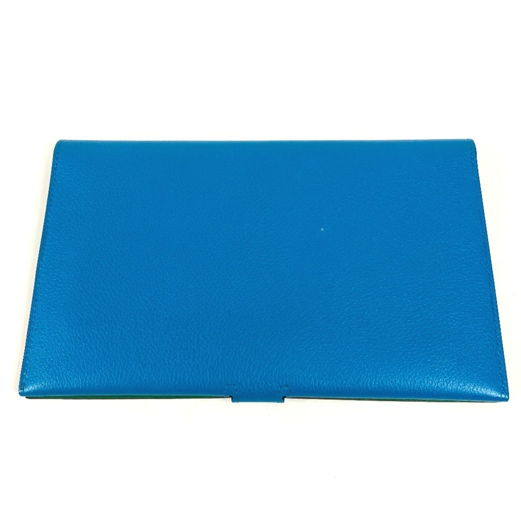 HERMES Bicolor R.M.S Tutanman Long Wallet Bi-fold Evercolor Men's Blue