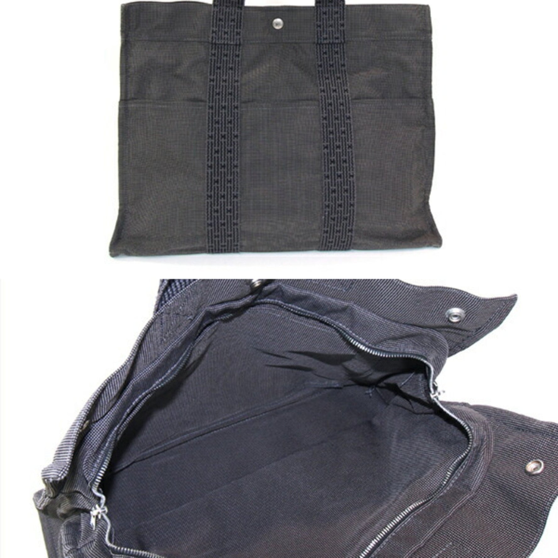 Hermes Handbag Air Line Tote MM Grey Canvas Bag Men's