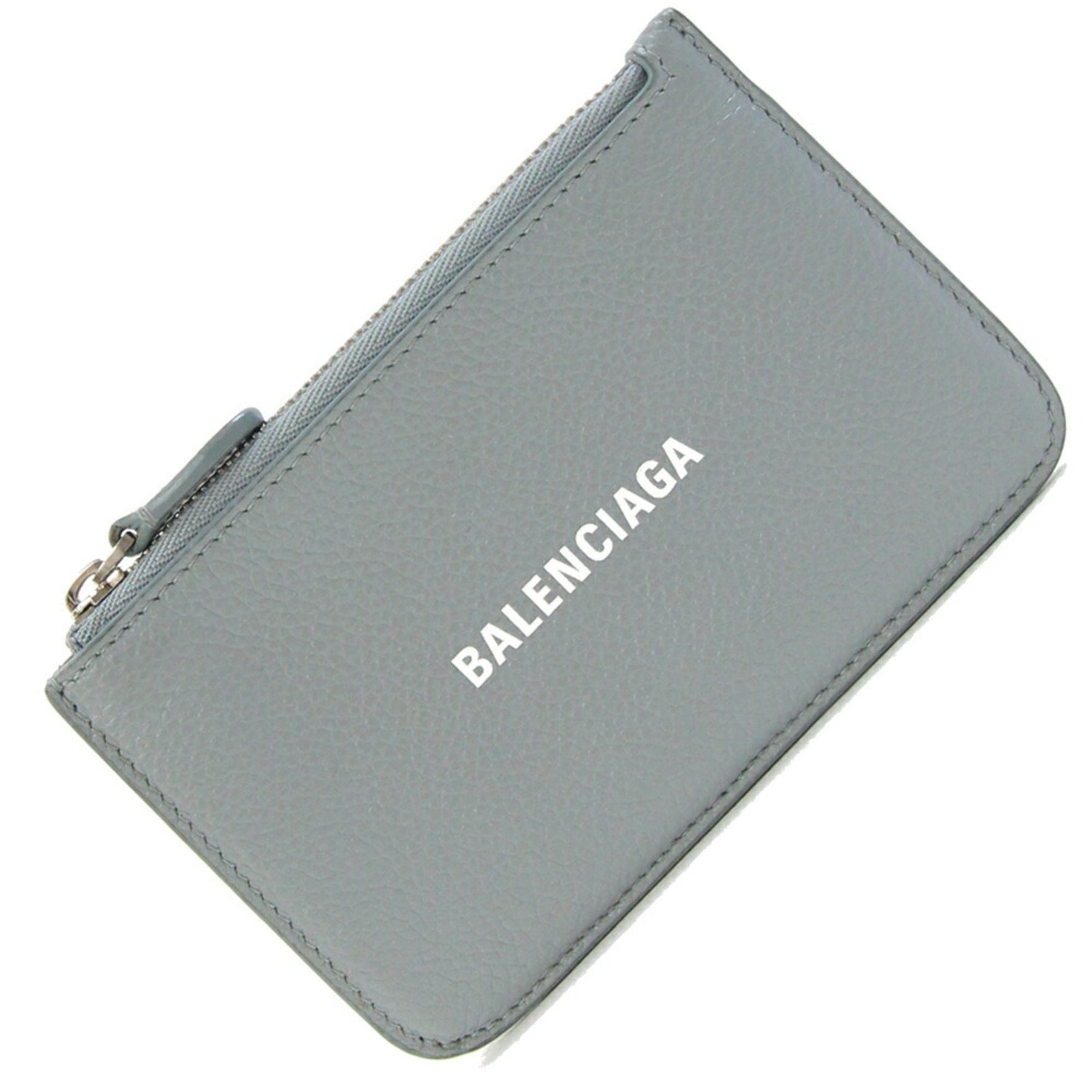 Balenciaga Coin Case Light Gray Leather Purse Card Fragment Mini Wallet Compact