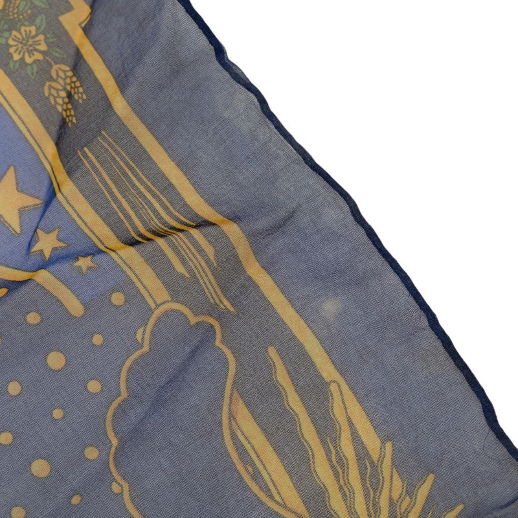Hermes Carre 45 Petit Carpe Diem Scarf Muffler Blue Multicolor Silk