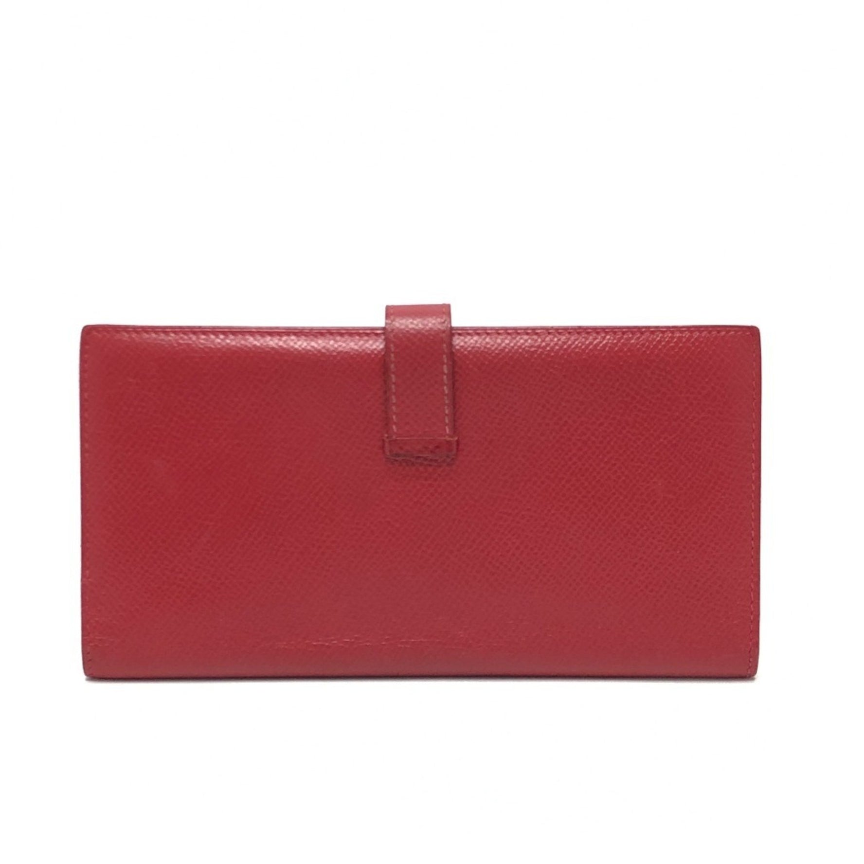 HERMES Bearn Soufflet Bifold Long Wallet, Red