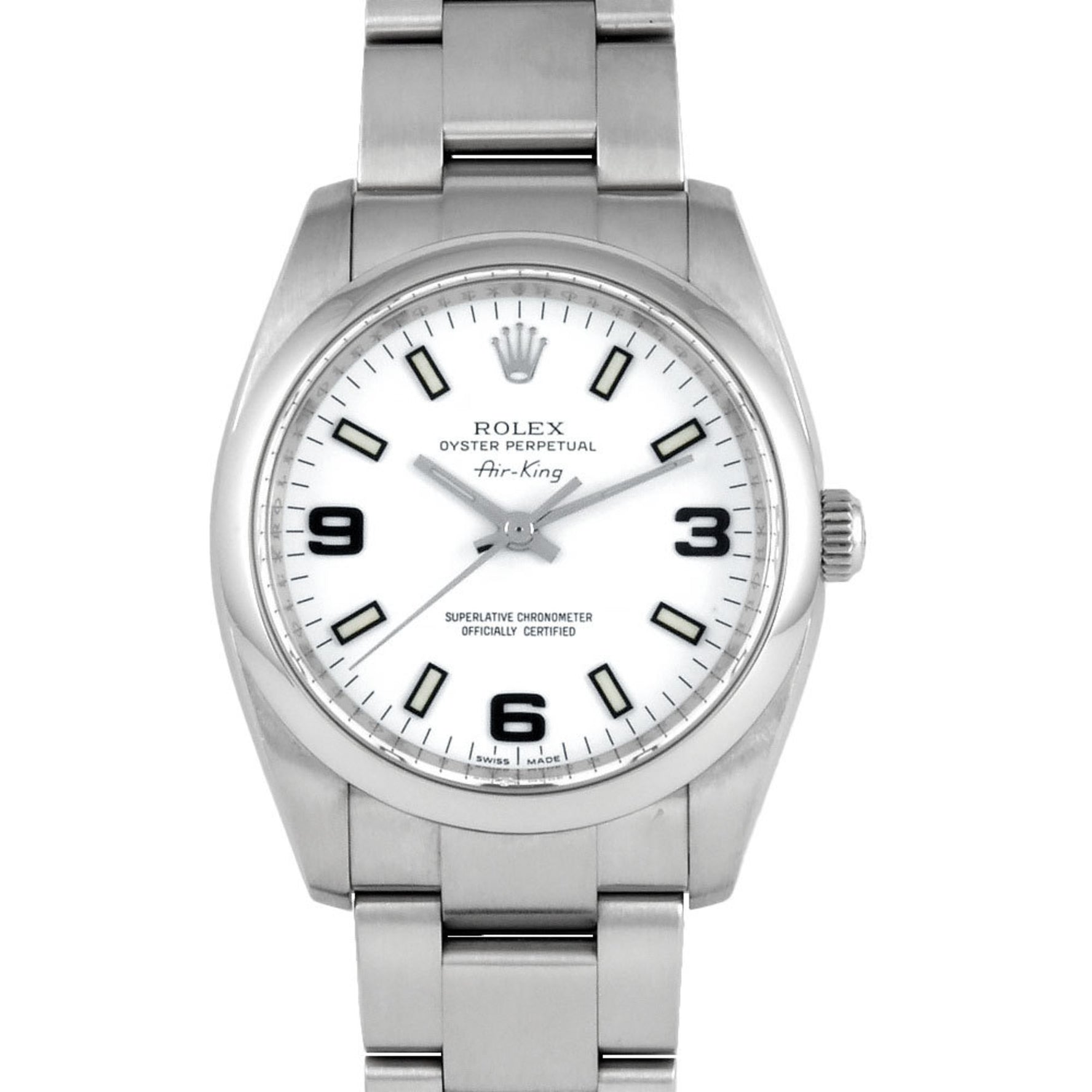 Rolex M series (manufactured around 2007) Automatic watch, white dial, stainless steel