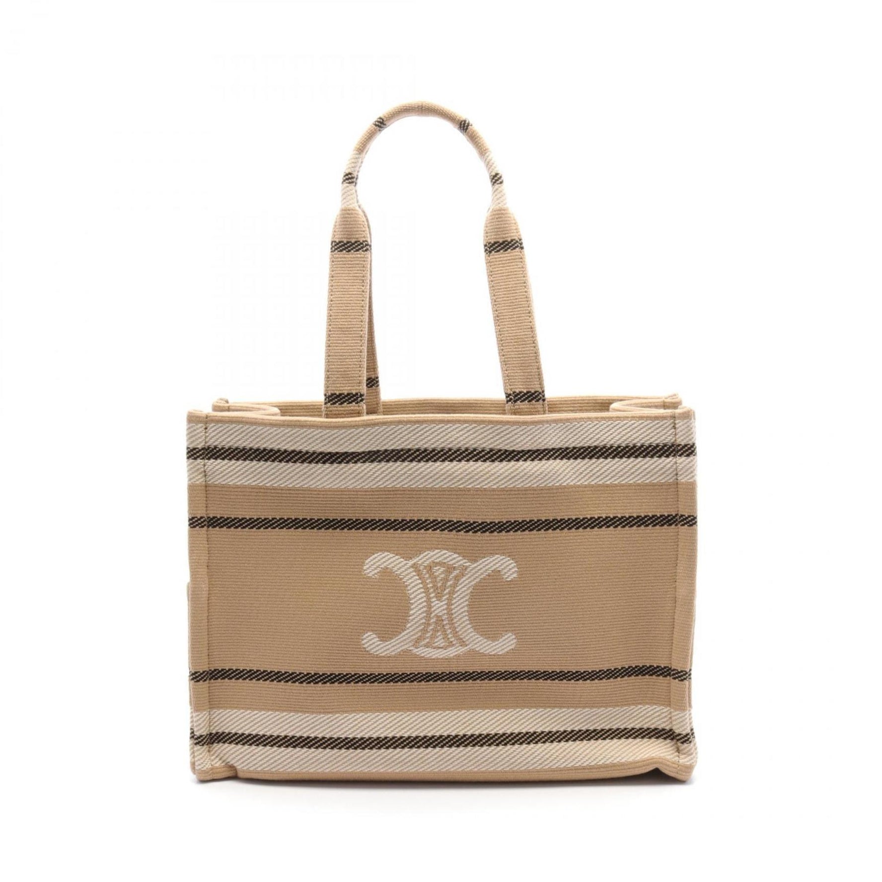 CELINE Large Cabas Thais Tote Bag Canvas Beige Ivory Black