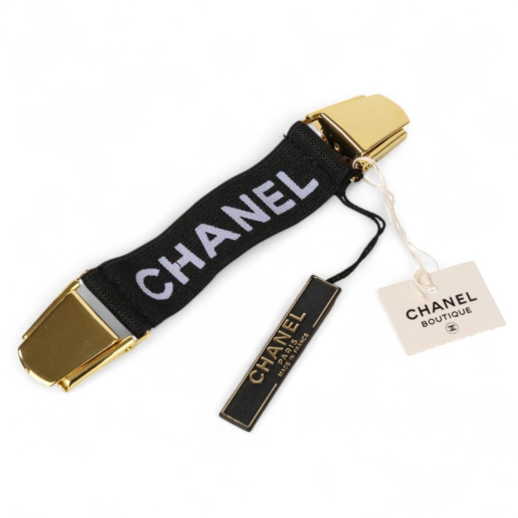 CHANEL Vintage Armband Arm Clip Black Gold Color Hardware