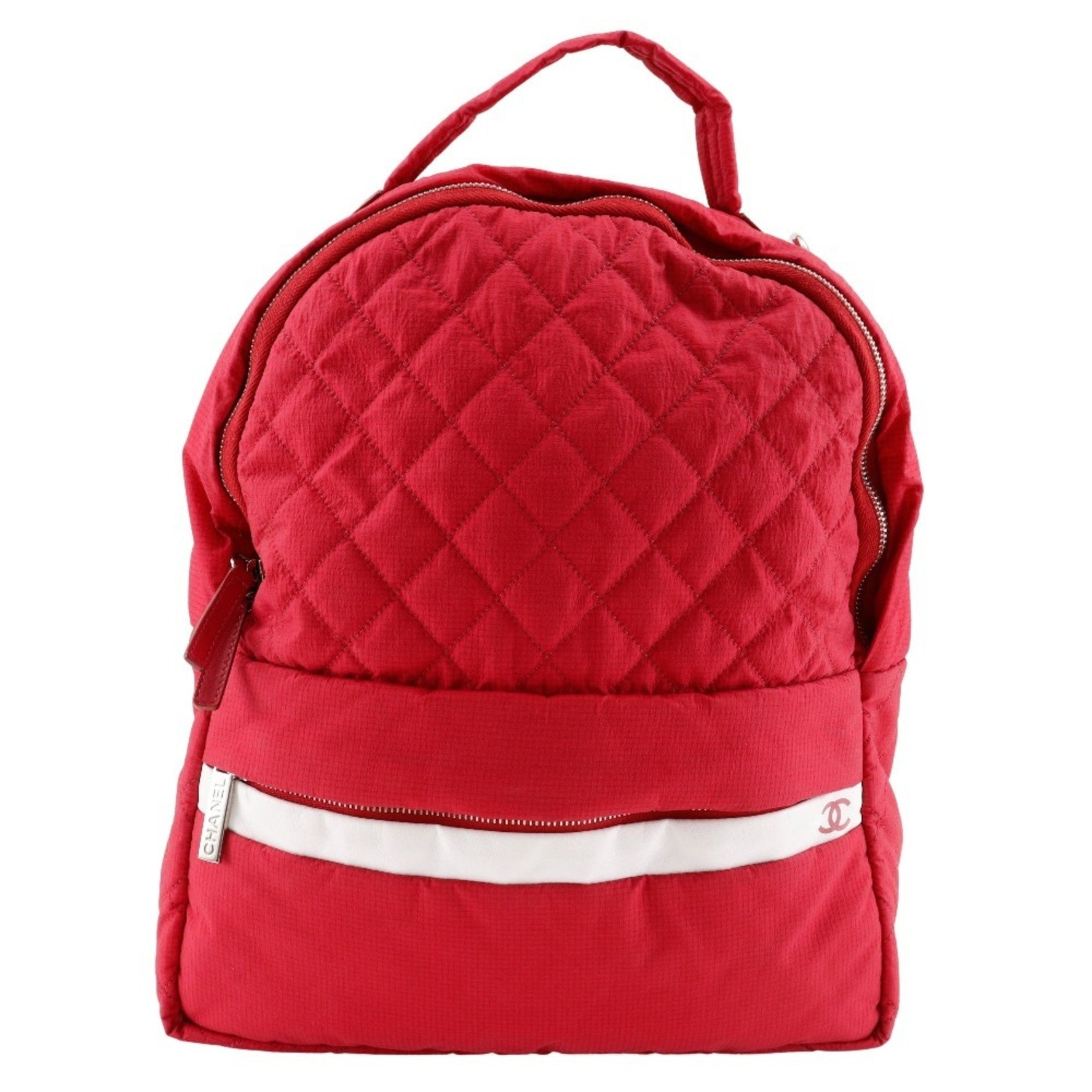 Chanel Coco Mark Backpack/Daypack Matelasse Nylon Red Double COCO