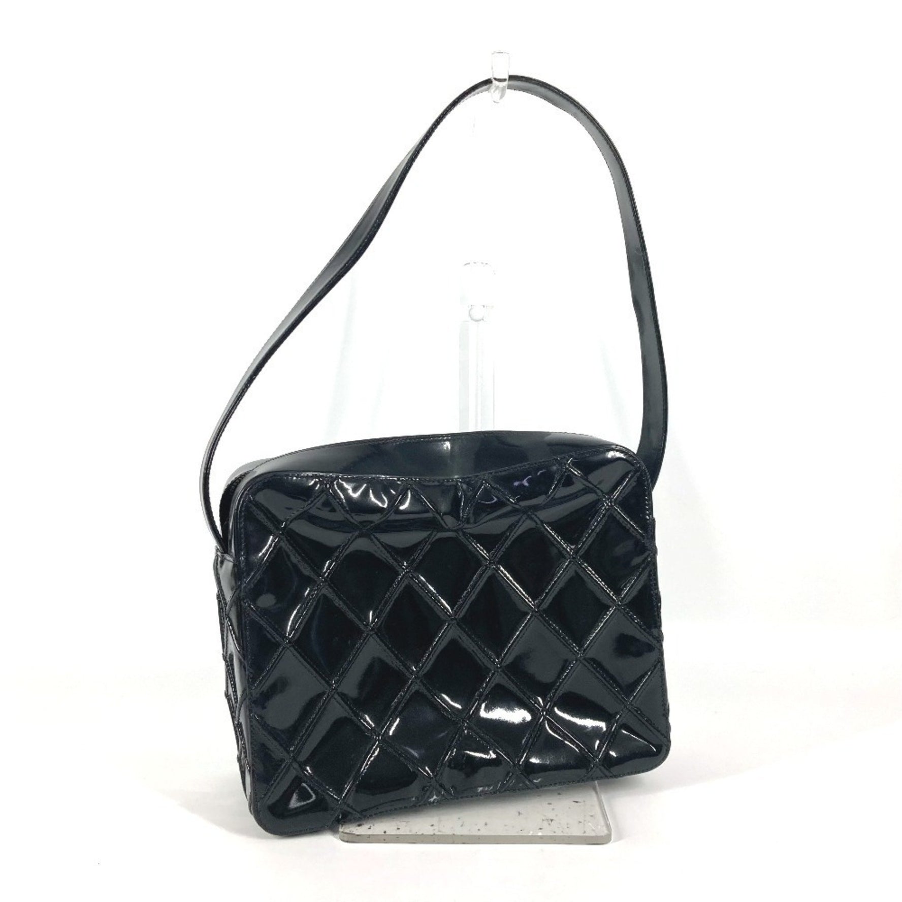 CHANEL Vintage Quilted Matelasse Bag Shoulder Box Handbag Patent Leather