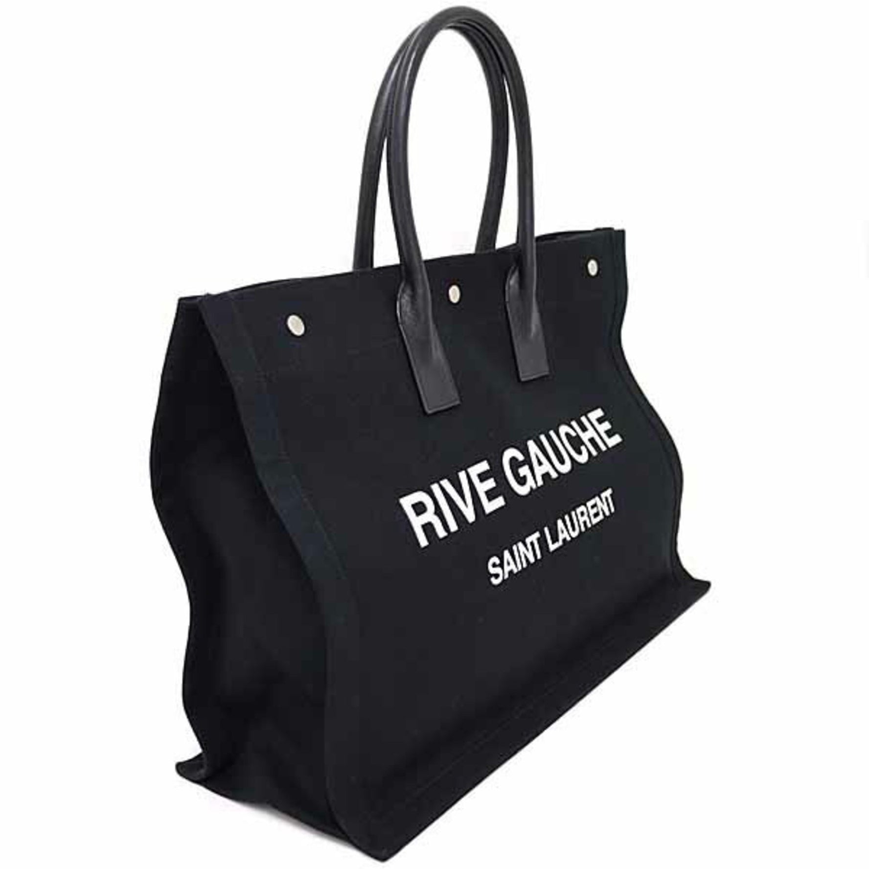 Saint Laurent Rive Gauche Tote Bag Cotton Canvas Leather