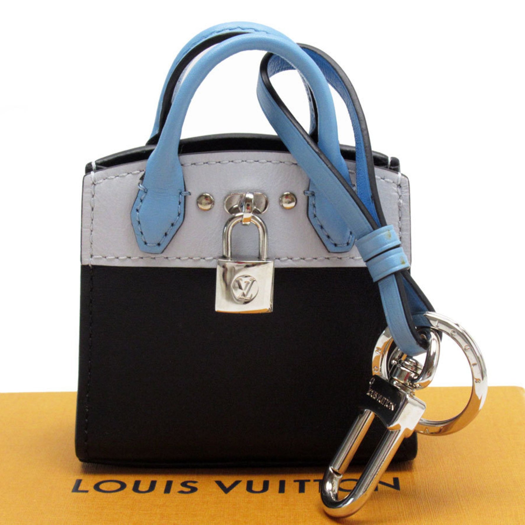Louis Vuitton Charm Keychain City Steamer Leather Men's