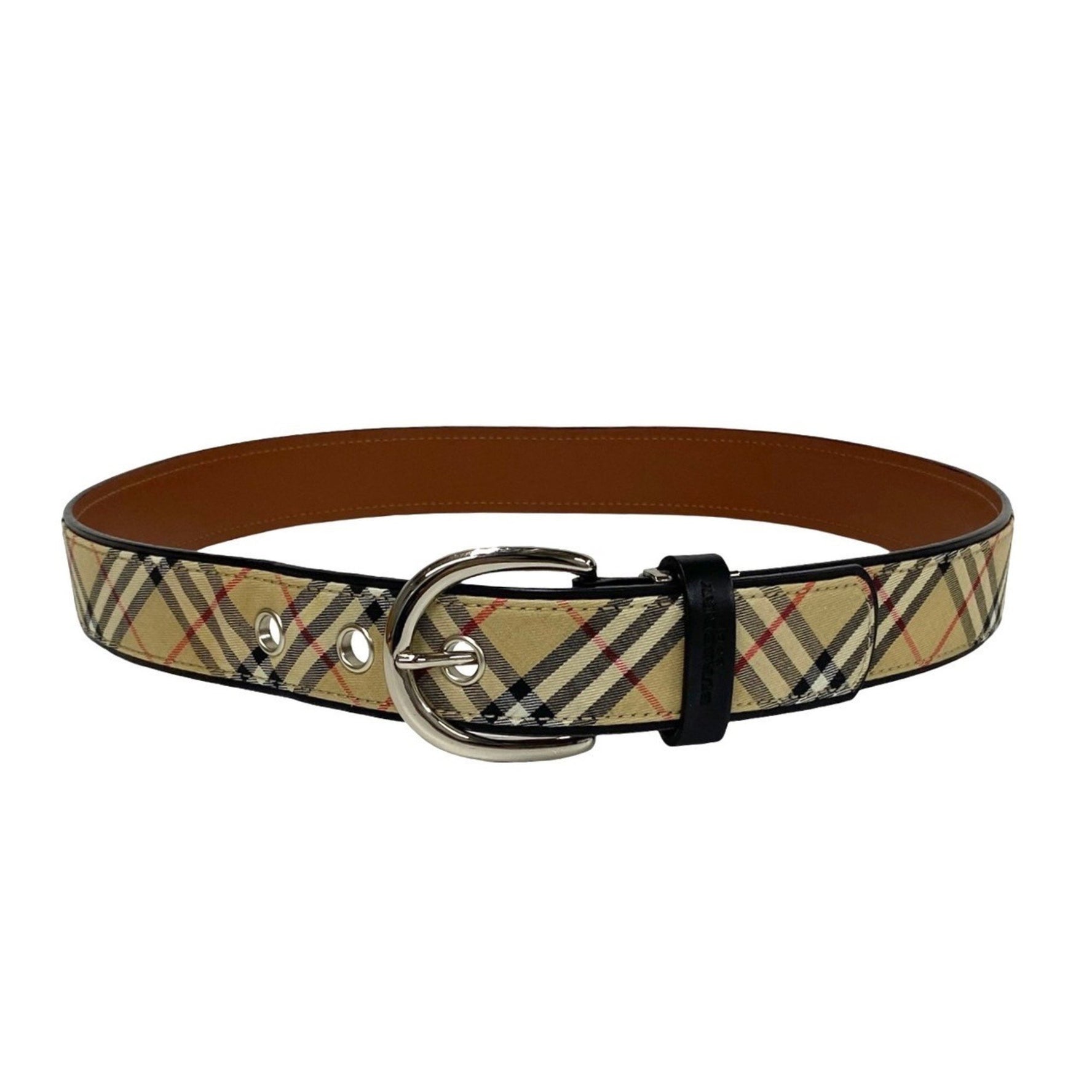 BURBERRY Nova Check Canvas Leather Belt Golf