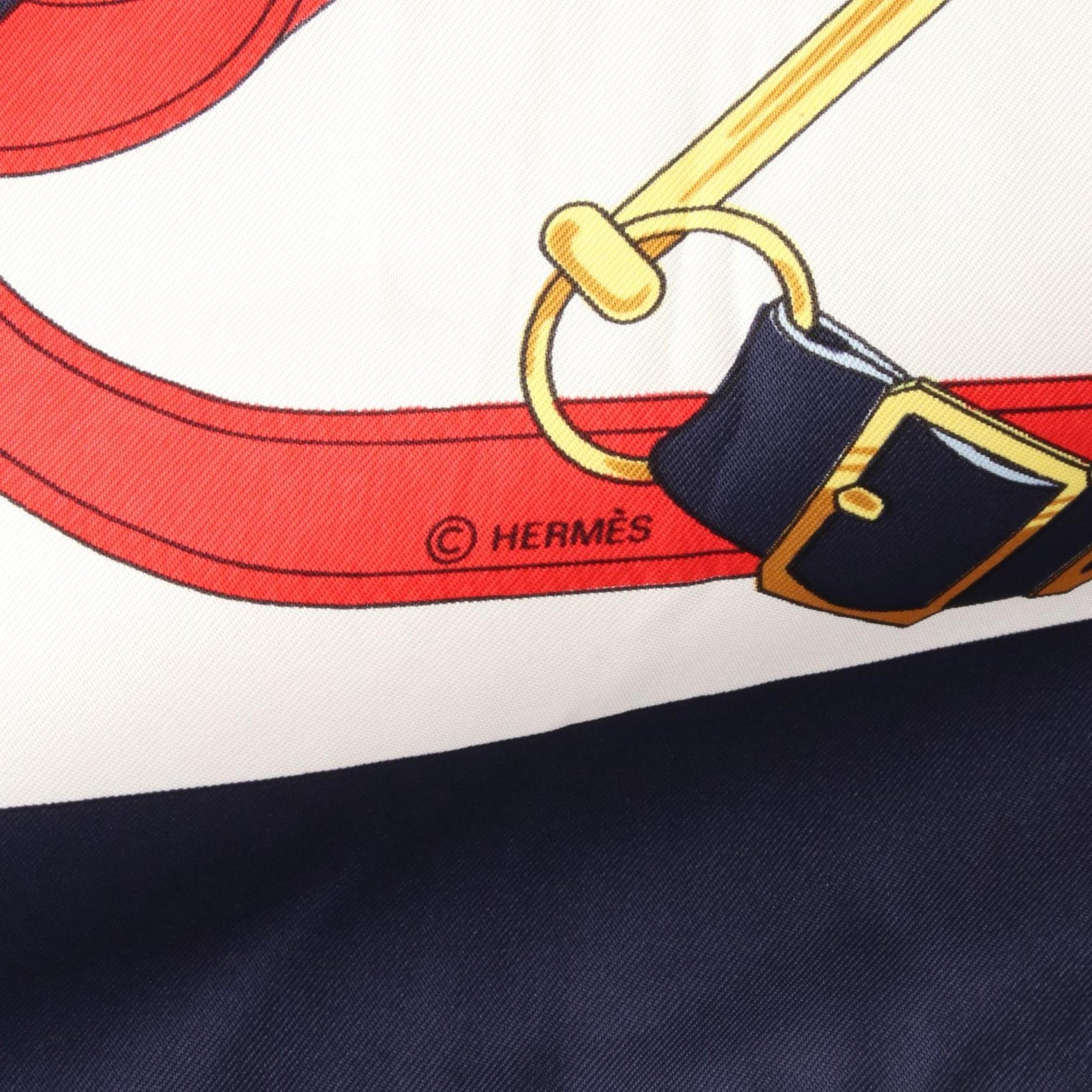 Hermes Hermès Carré 90 Eperon d'Or Silk Scarf Navy, White, and Multicolor