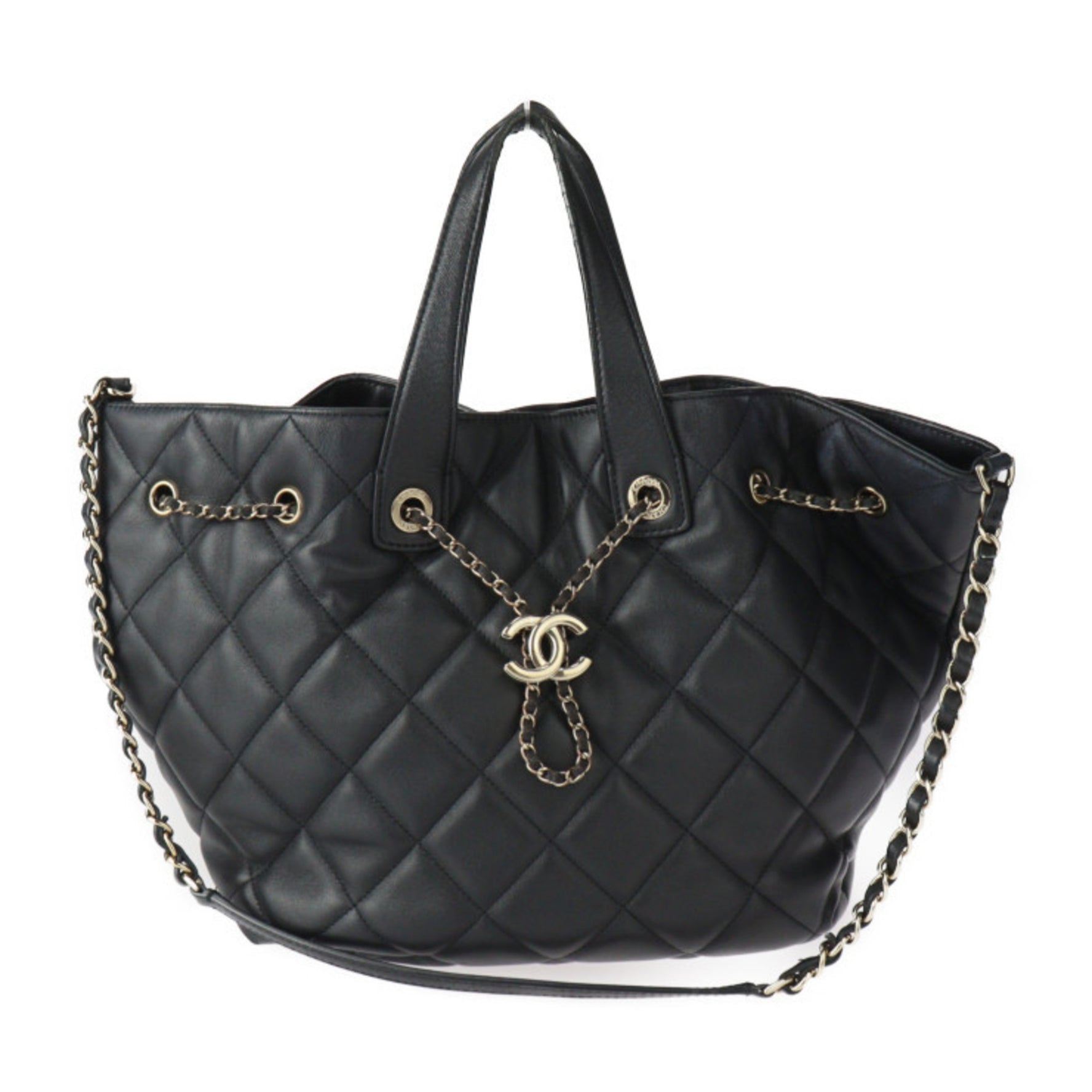 CHANEL Bag Matelasse Handbag - Lambskin Coco Mark Shoulder Tote Quilted Chain