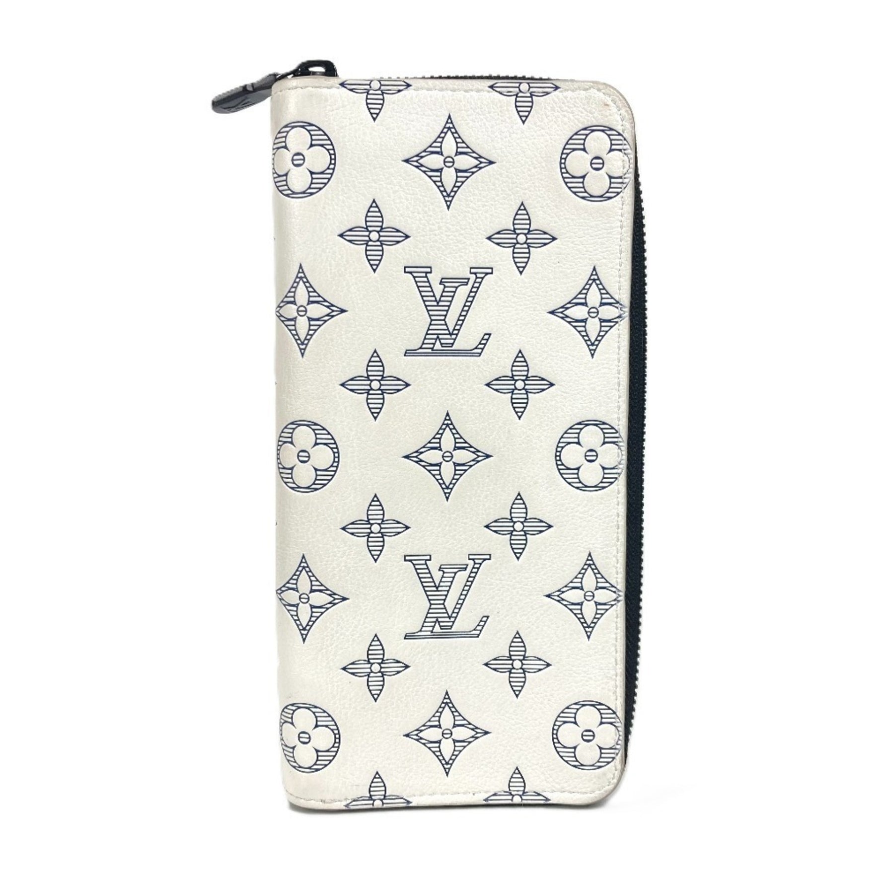 Louis Vuitton Monogram Shadow Zippy Wallet Vertical Long Round Zipper Leather Men's