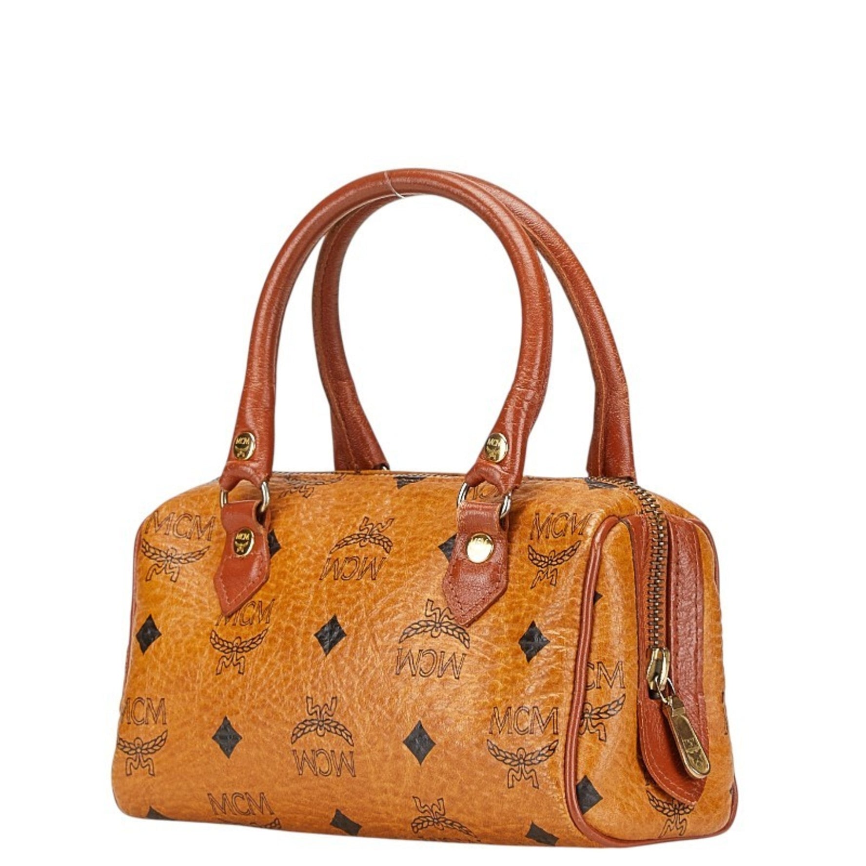 MCM Visetos Logogram Handbag/Mini Boston Bag in PVC and Leather