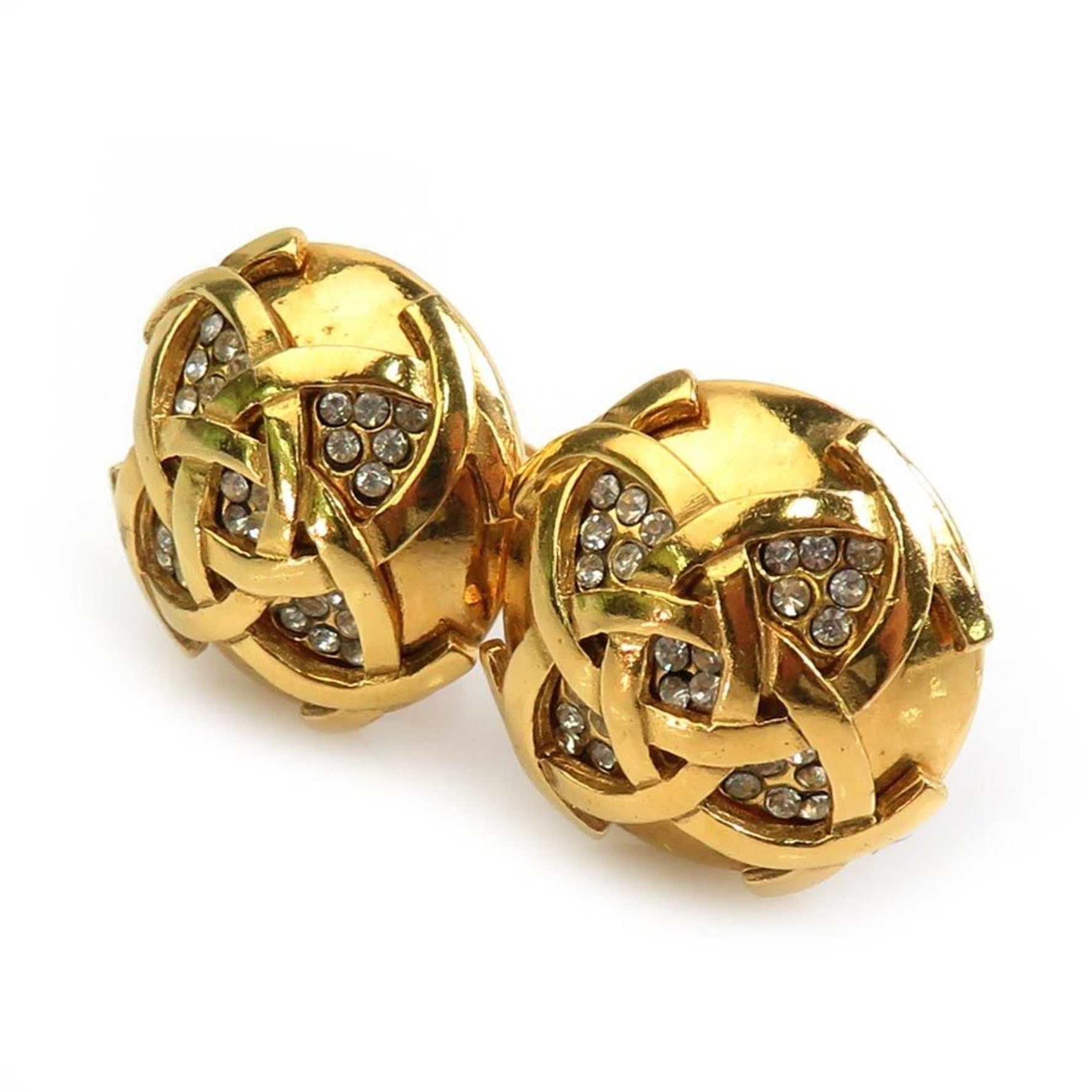 CHANEL Earrings Metal Rhinestone Gold Silver