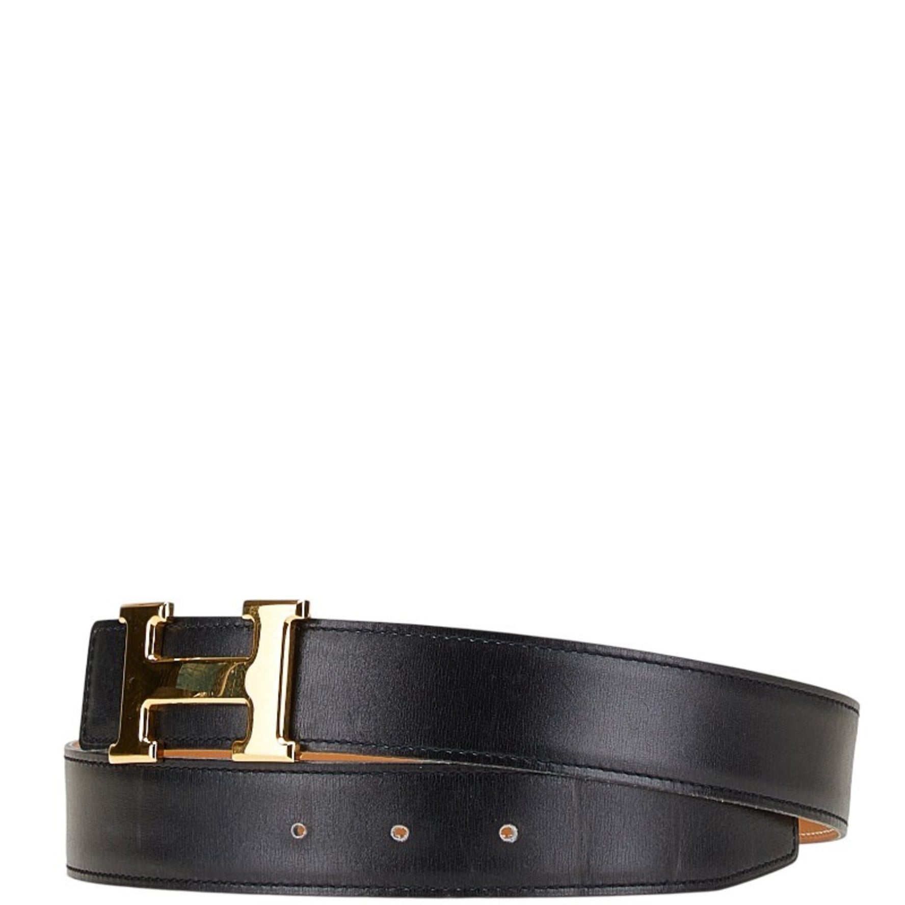 Hermes H Buckle Constance Belt 65 Black Box Calf Plated