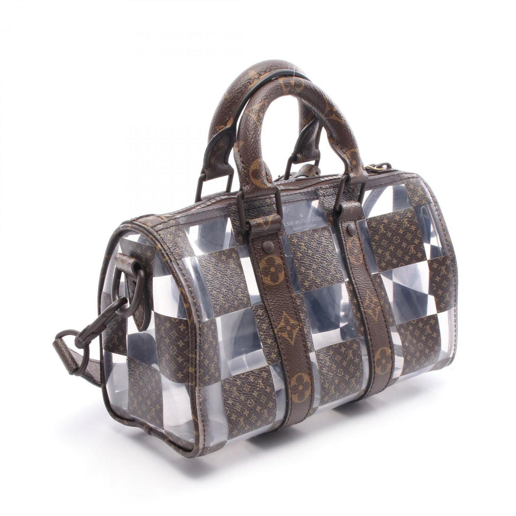 Louis Vuitton Keepall Bandouliere 25 Handbag, Coated Canvas, Monogram Chess, Brown/Clear