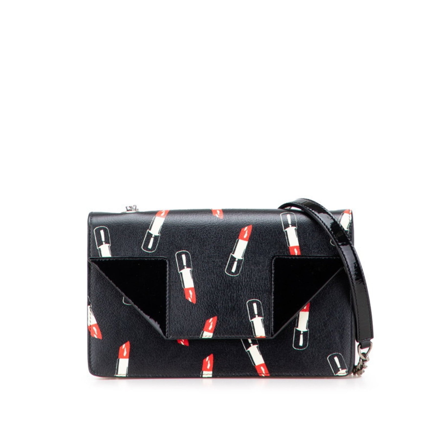 Saint Laurent Lipstick Motif Chain Shoulder Bag in Leather and Enamel .
