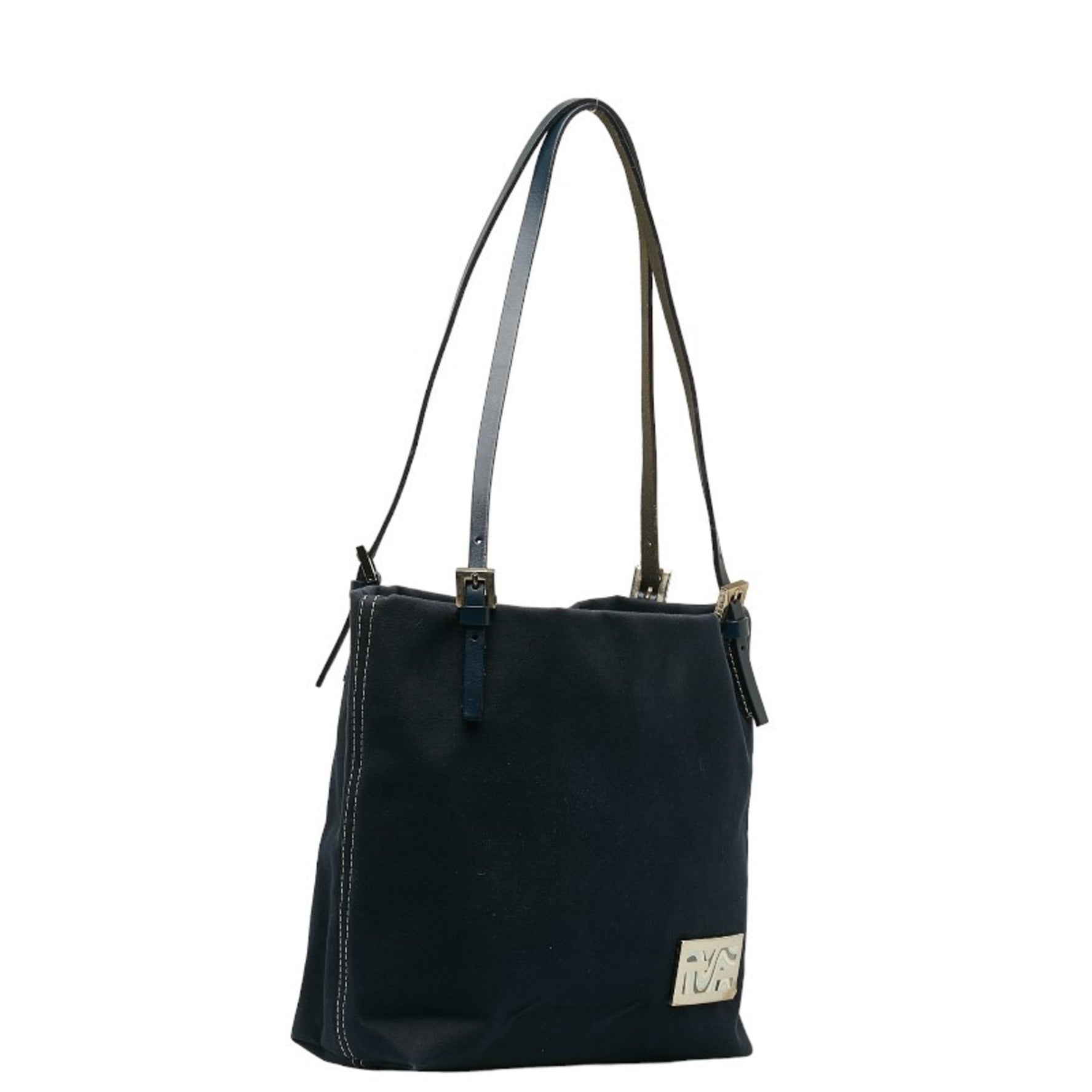 FENDI metal fittings tote bag shoulder canvas leather