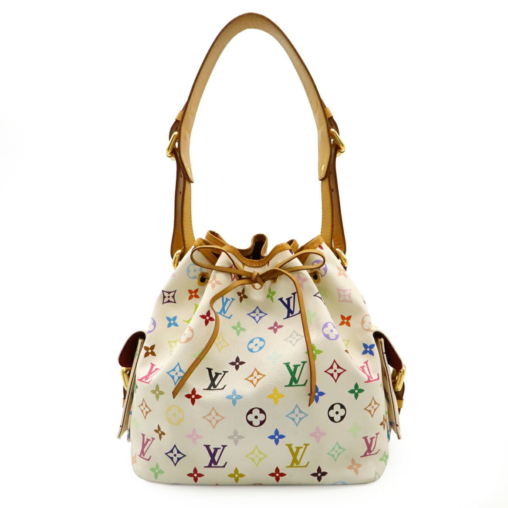 LOUIS VUITTON Monogram Multicolore Petit Noe Shoulder Bag in Blanc White