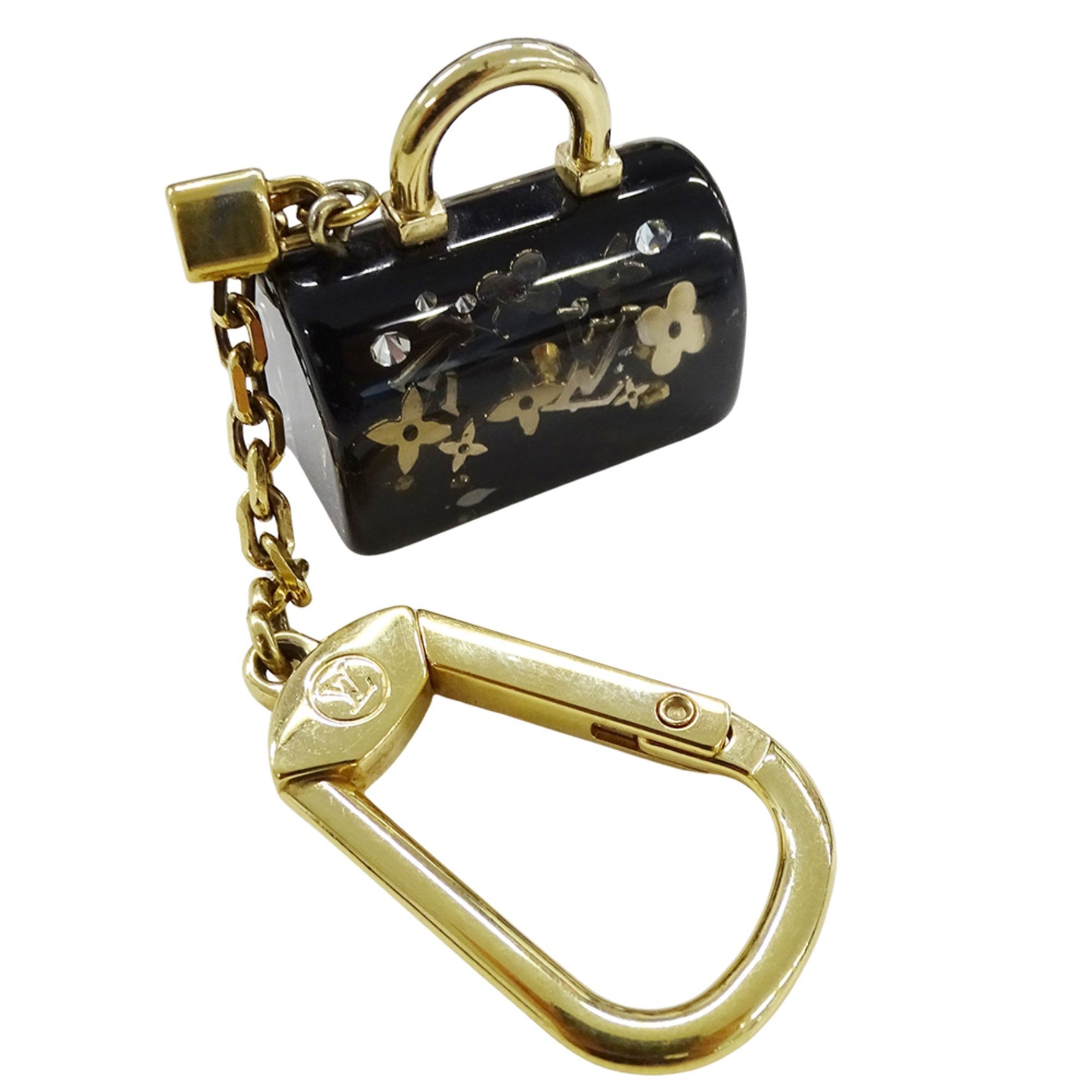 Louis Vuitton Charm, Porte-Clés Speedy Inclusion Resin Keychain, Black with Gold Hardware