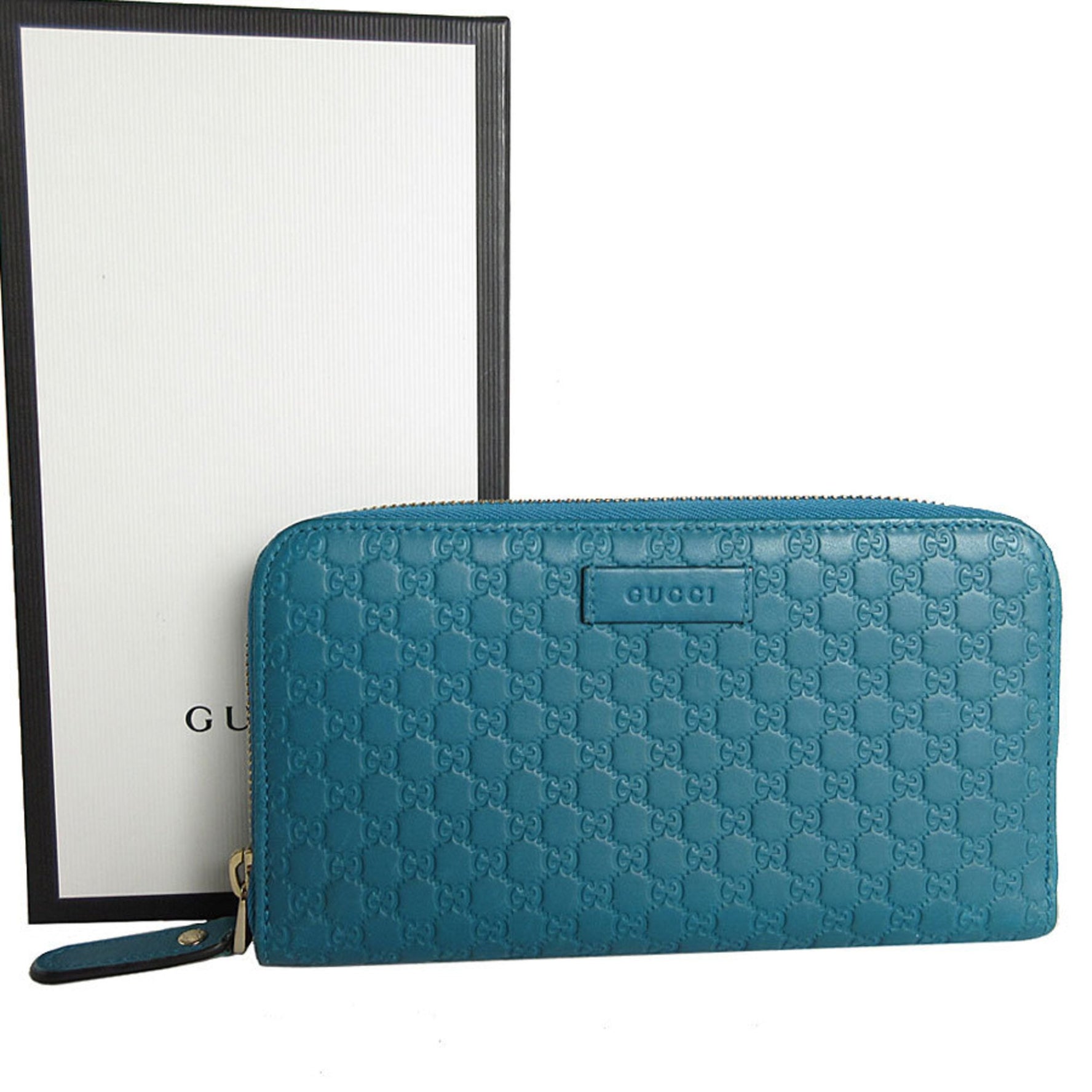 GUCCI Round Long Wallet Micro Guccissima Leather Light Gold
