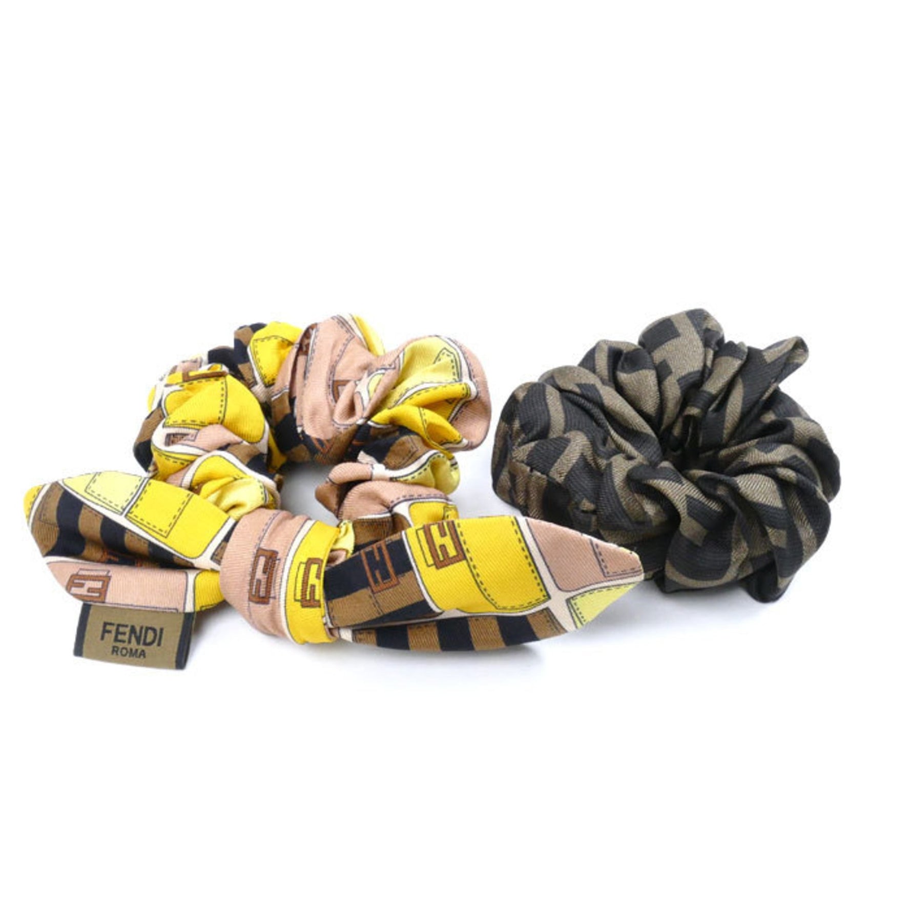 FENDI Silk Zucca Ribbon Motif 2 Set Hair Scrunchie