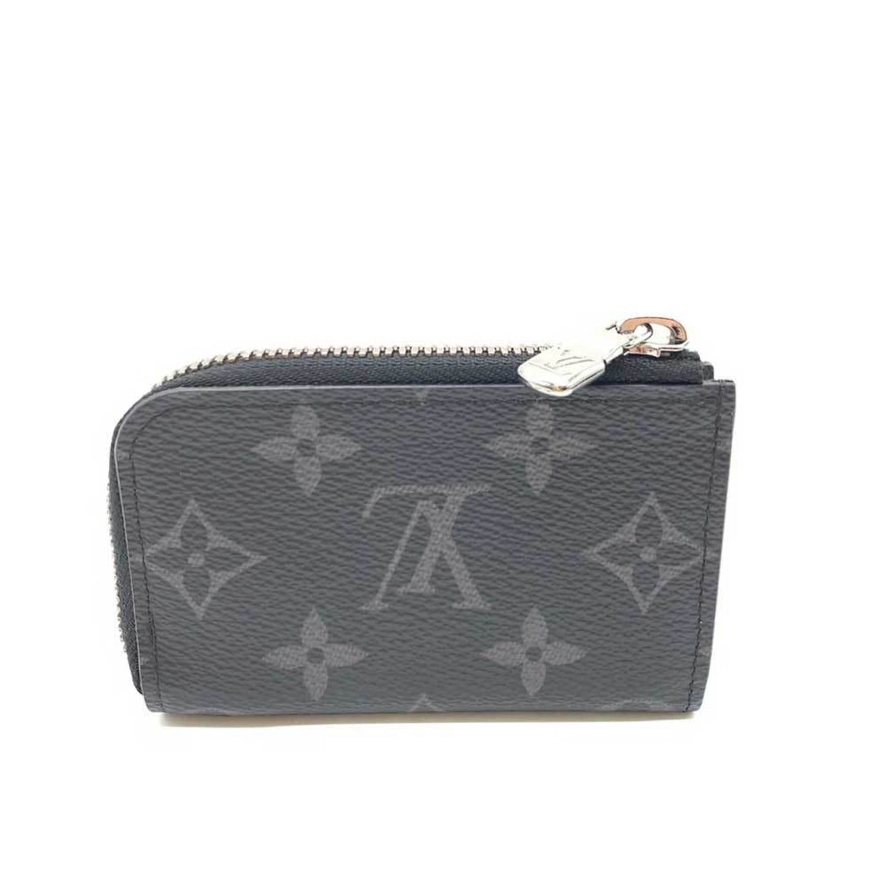 Louis Vuitton Wallet Porte Monédeur Black x Gray Coin Case Purse L-shaped Monogram Eclipse PVC Leather LOUISVUITTON