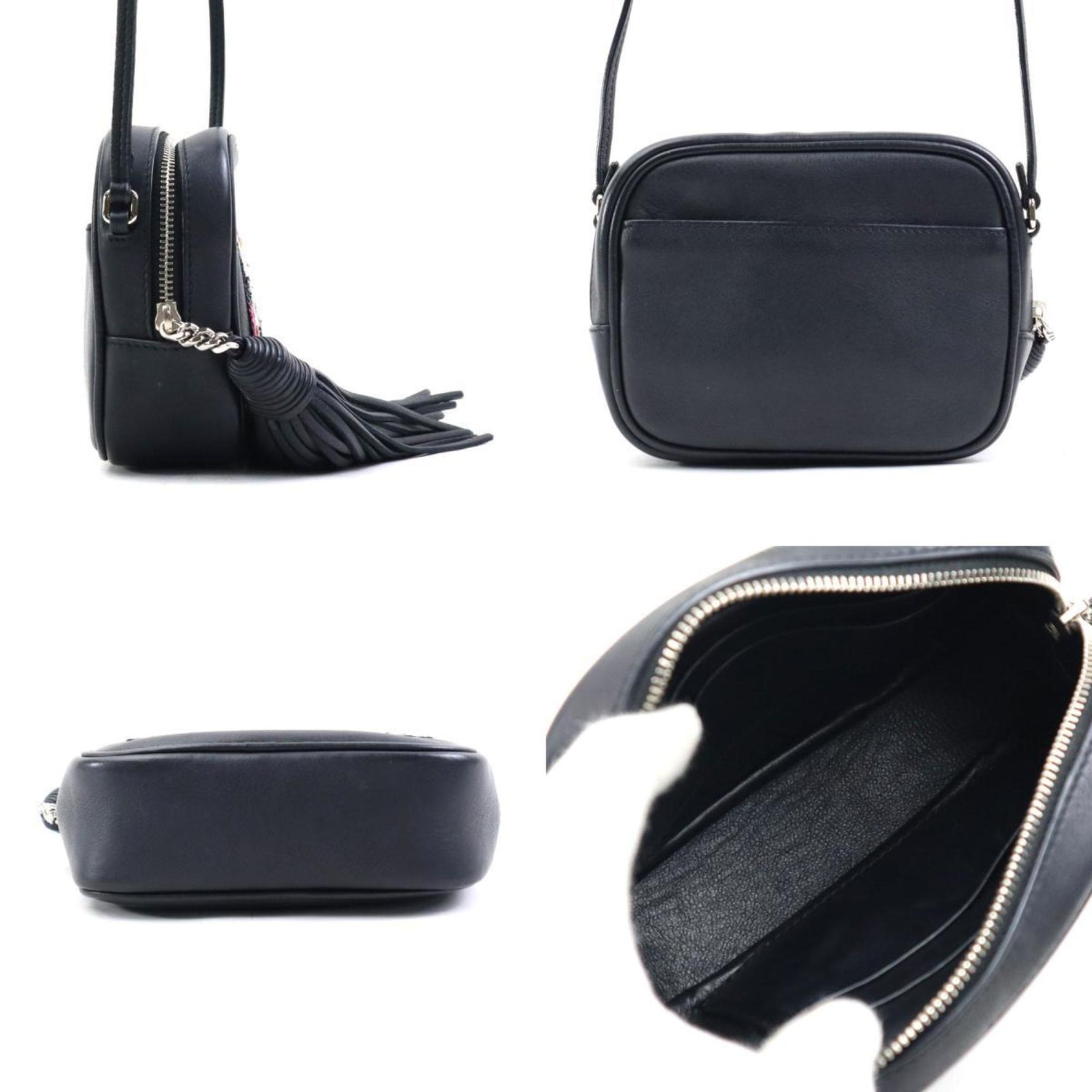 Saint Laurent shoulder bag leather black multicolor silver