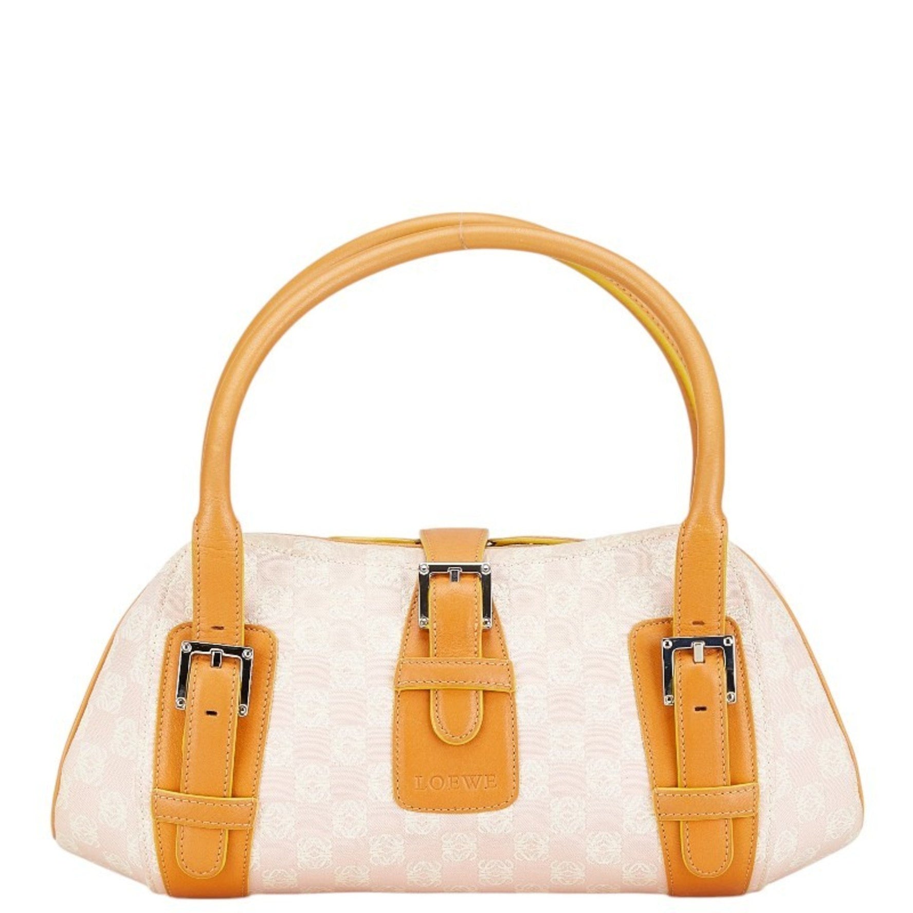Loewe Anagram Senda Handbag in Pink and Brown Canvas Leather