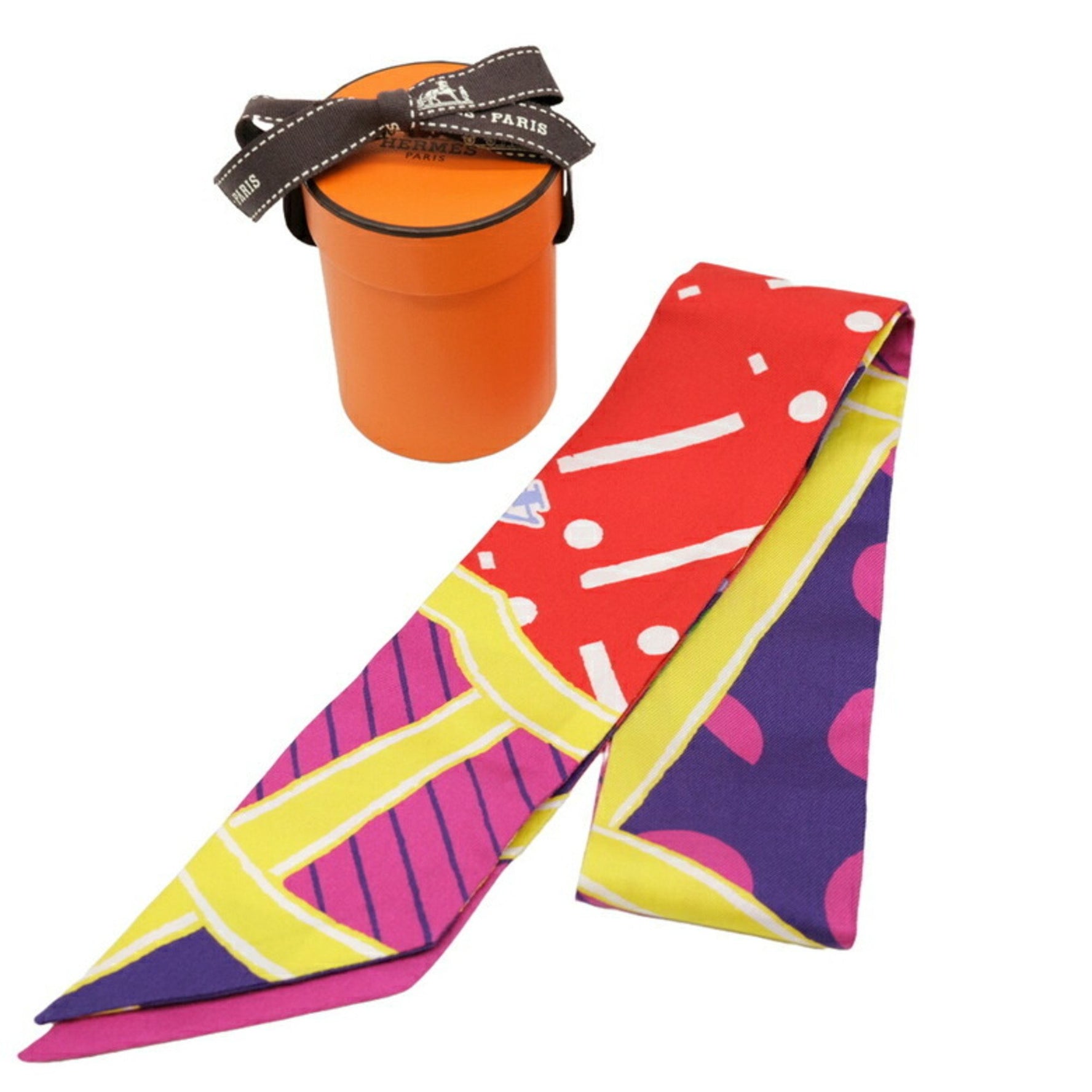 HERMES Scarf/Muffler Twilly Silk Game JEU DE SOIE UNIFORME 100% Multicolor Purple Red