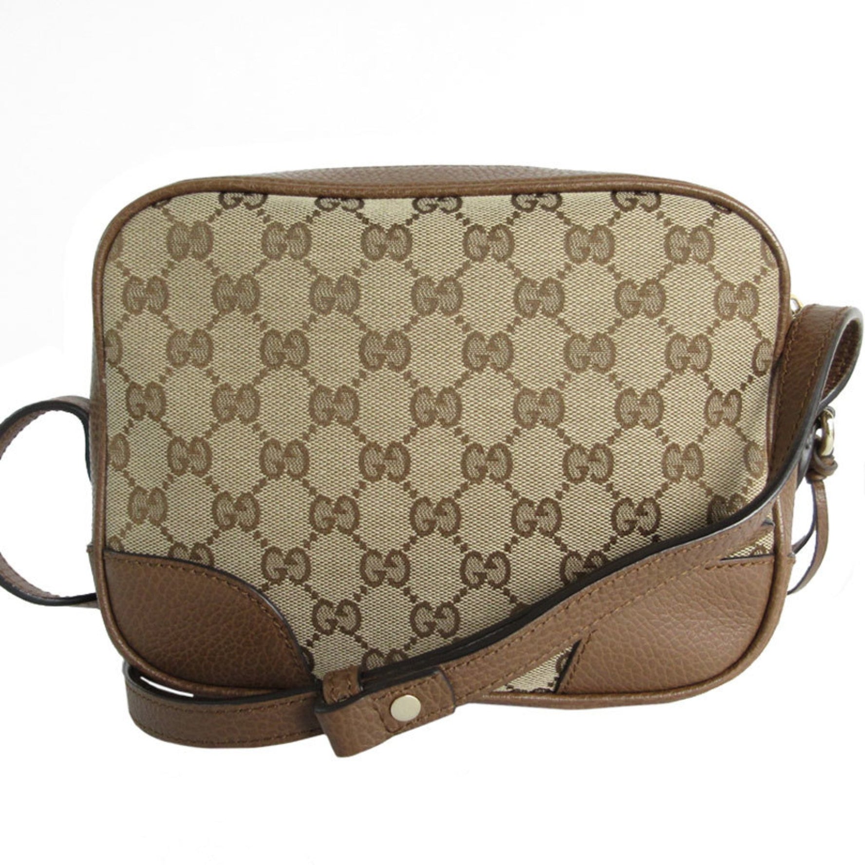 GUCCI Shoulder Bag GG Canvas Leather Beige Brown