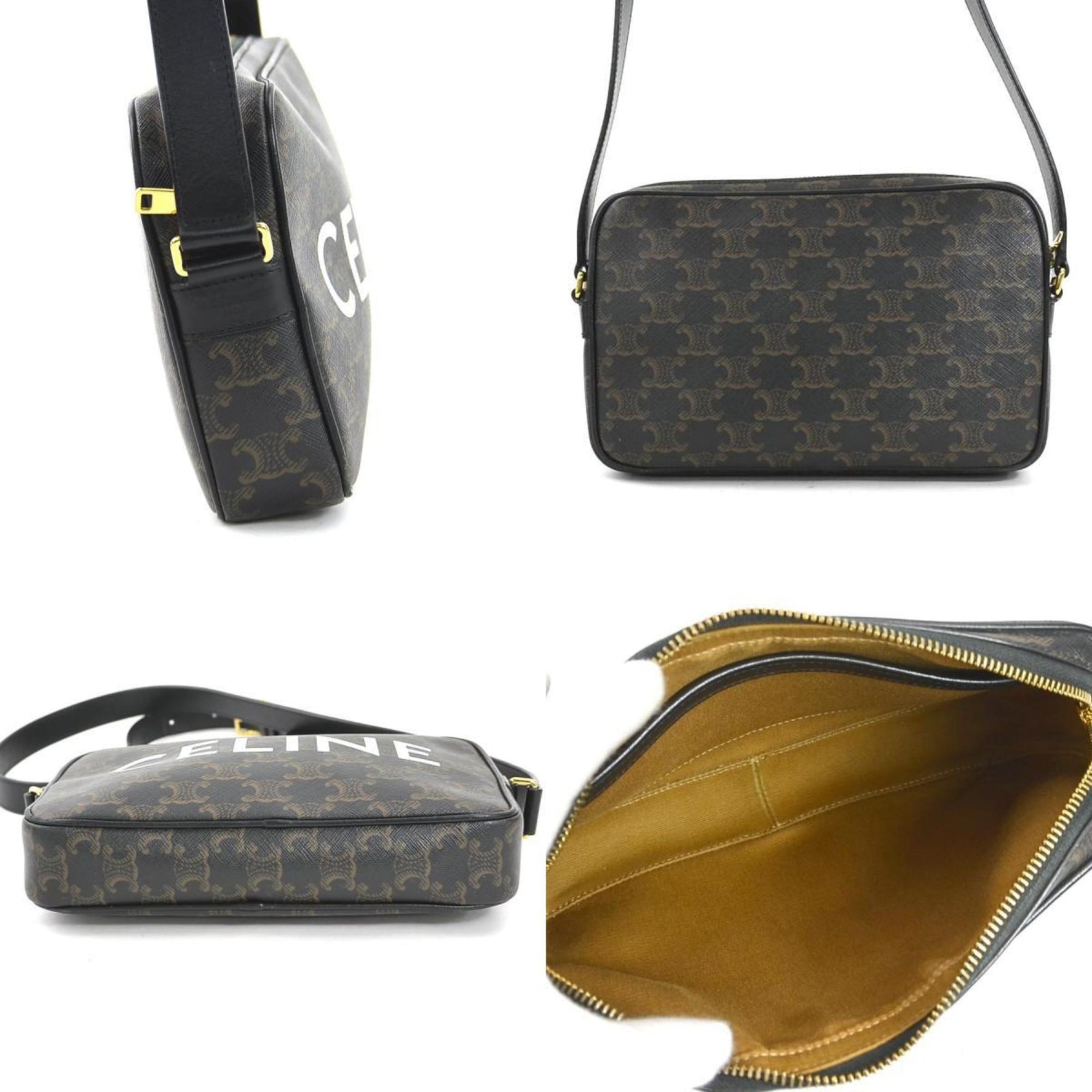 CELINE Triomphe Medium Shoulder Bag, Coated Canvas, Men's